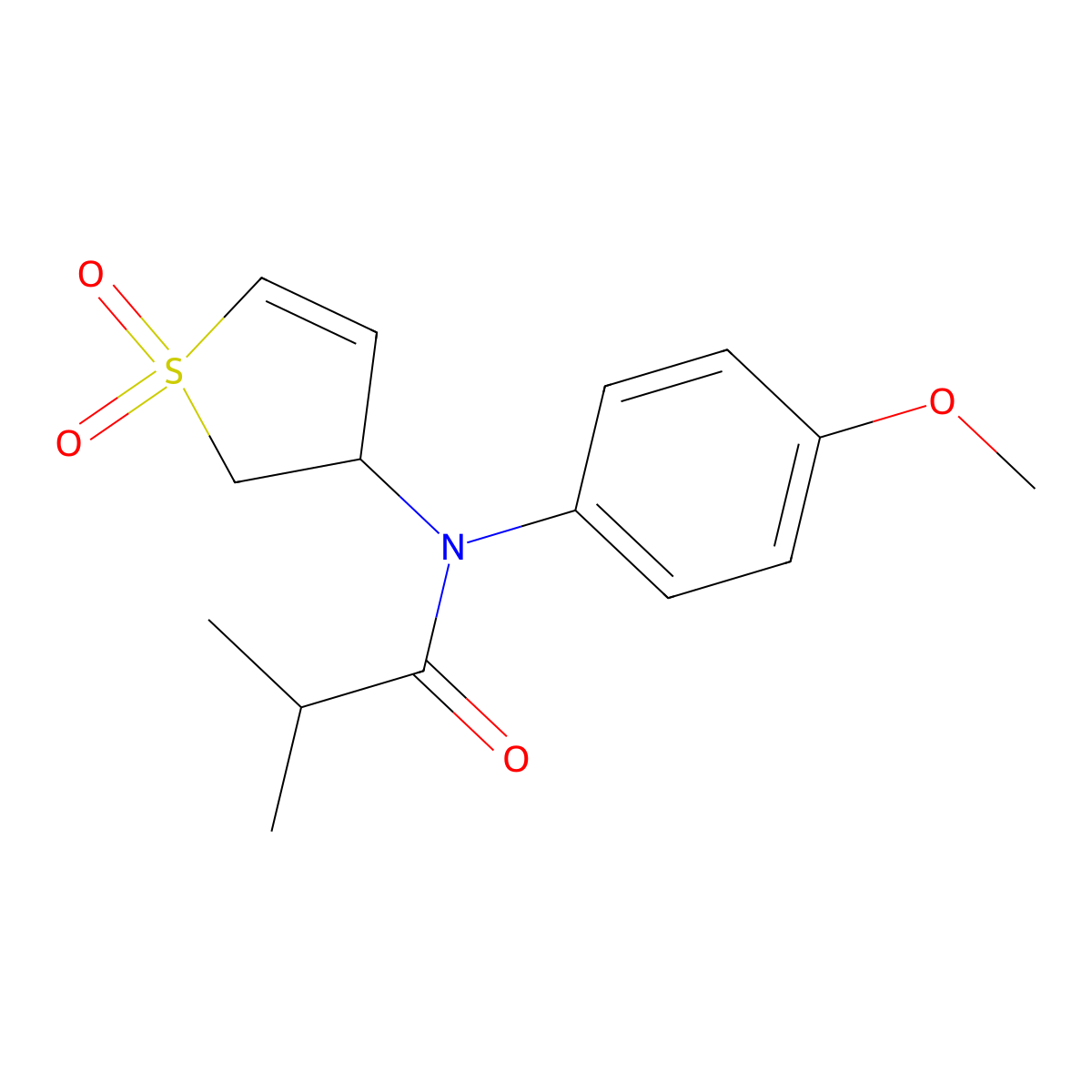 N-(1,1-dioxido-2,3-dihydrothiophen-3-yl)-N-(4-methoxyphenyl)isobutyramide molecular structure, CAS 863022-85-9