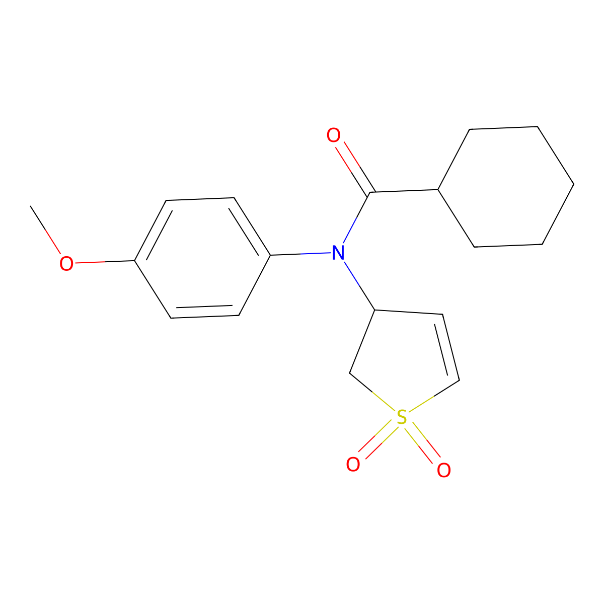 N-(1,1-dioxido-2,3-dihydrothiophen-3-yl)-N-(4-methoxyphenyl)cyclohexanecarboxamide molecular structure, CAS 863022-90-6