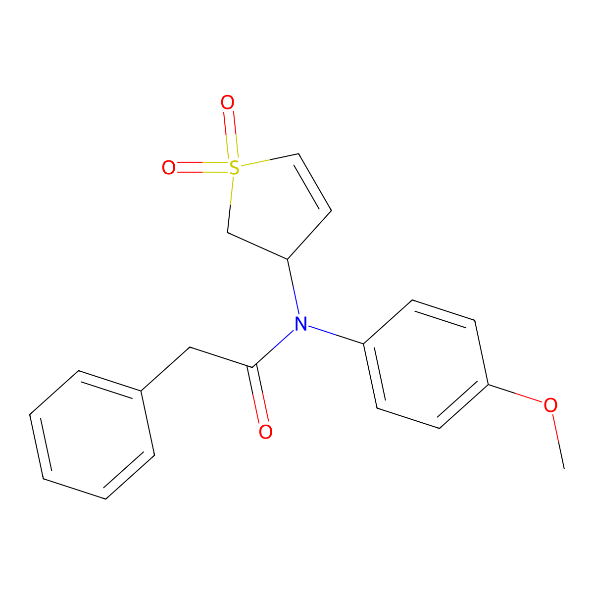 N-(1,1-Dioxido-2,3-dihydro-3-thiophenyl)-N-(4-methoxyphenyl)-2-phenylacetamide molecular structure, CAS 863022-92-8