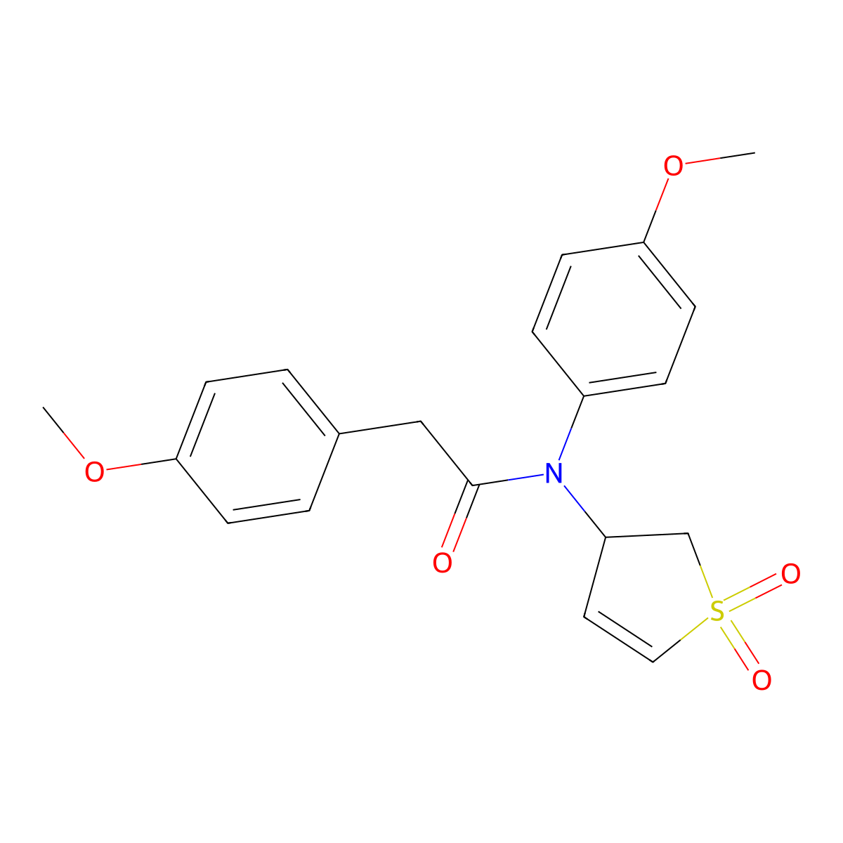 N-(1,1-dioxido-2,3-dihydrothien-3-yl)-N,2-bis(4-methoxyphenyl)acetamide molecular structure, CAS 863022-93-9