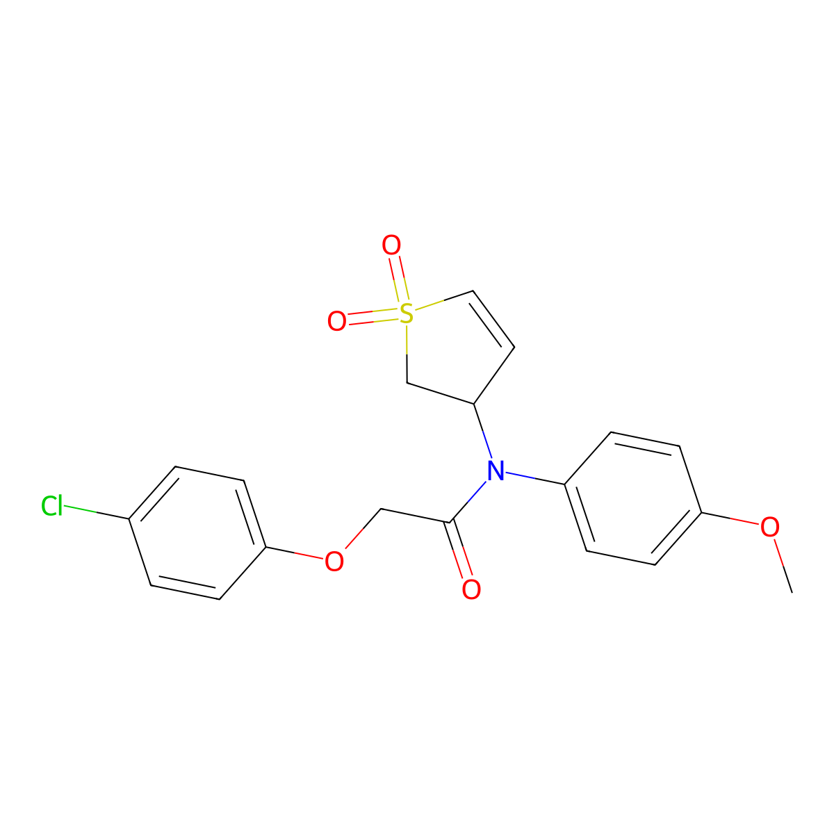 2-(4-chlorophenoxy)-N-(1,1-dioxido-2,3-dihydrothiophen-3-yl)-N-(4-methoxyphenyl)acetamide molecular structure, CAS 863022-94-0