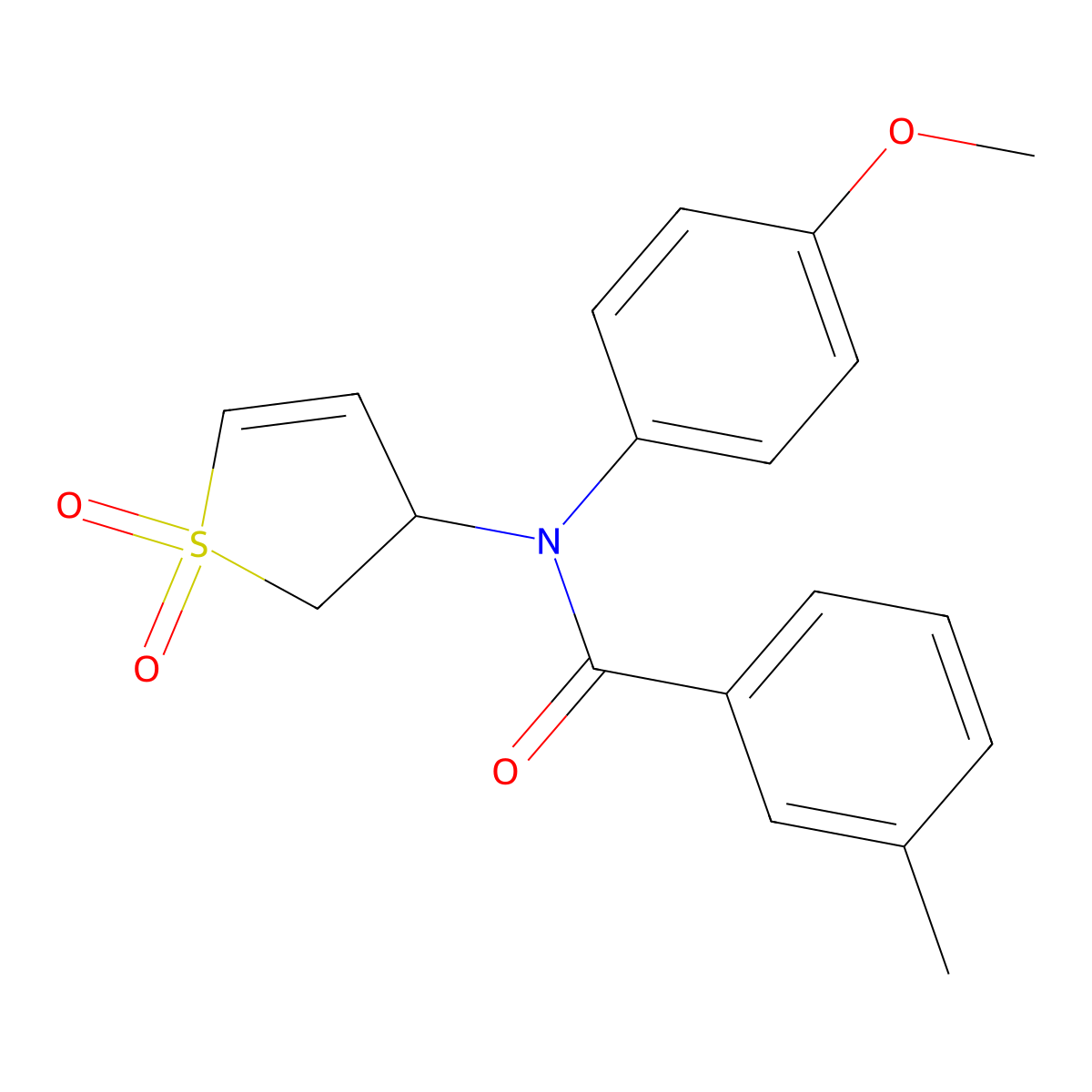 N-(1,1-dioxido-2,3-dihydrothiophen-3-yl)-N-(4-methoxyphenyl)-3-methylbenzamide molecular structure, CAS 863022-95-1
