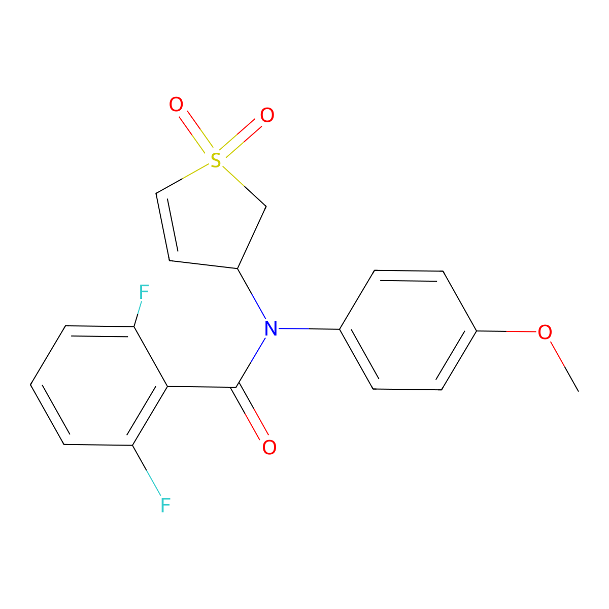 N-(1,1-dioxido-2,3-dihydrothien-3-yl)-2,6-difluoro-N-(4-methoxyphenyl)benzamide molecular structure, CAS 863023-00-1