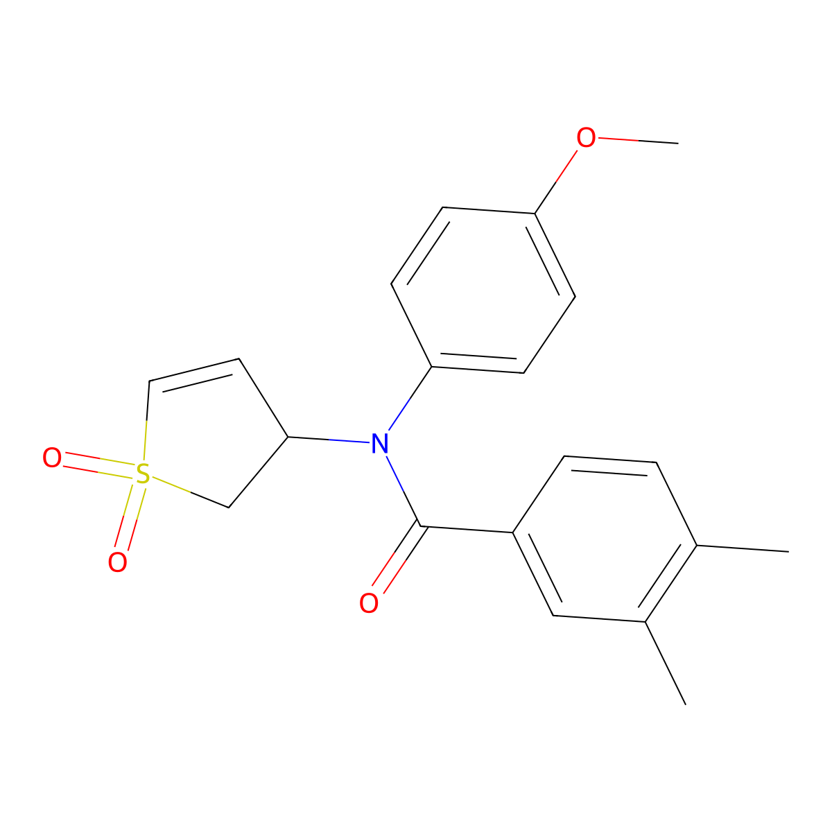 N-(1,1-dioxido-2,3-dihydrothiophen-3-yl)-N-(4-methoxyphenyl)-3,4-dimethylbenzamide molecular structure, CAS 863023-01-2