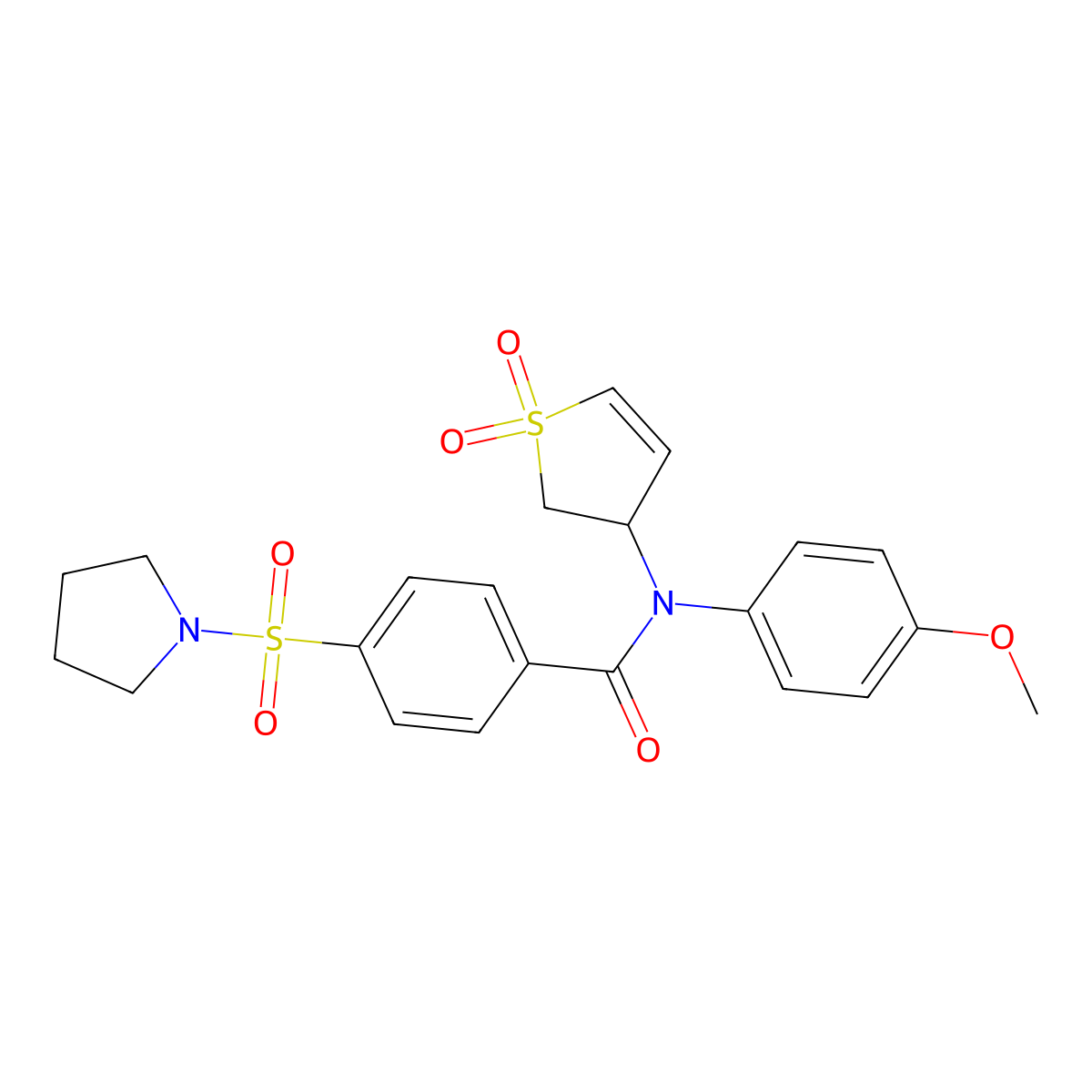 N-(1,1-dioxido-2,3-dihydrothiophen-3-yl)-N-(4-methoxyphenyl)-4-(pyrrolidin-1-ylsulfonyl)benzamide molecular structure, CAS 863023-09-0