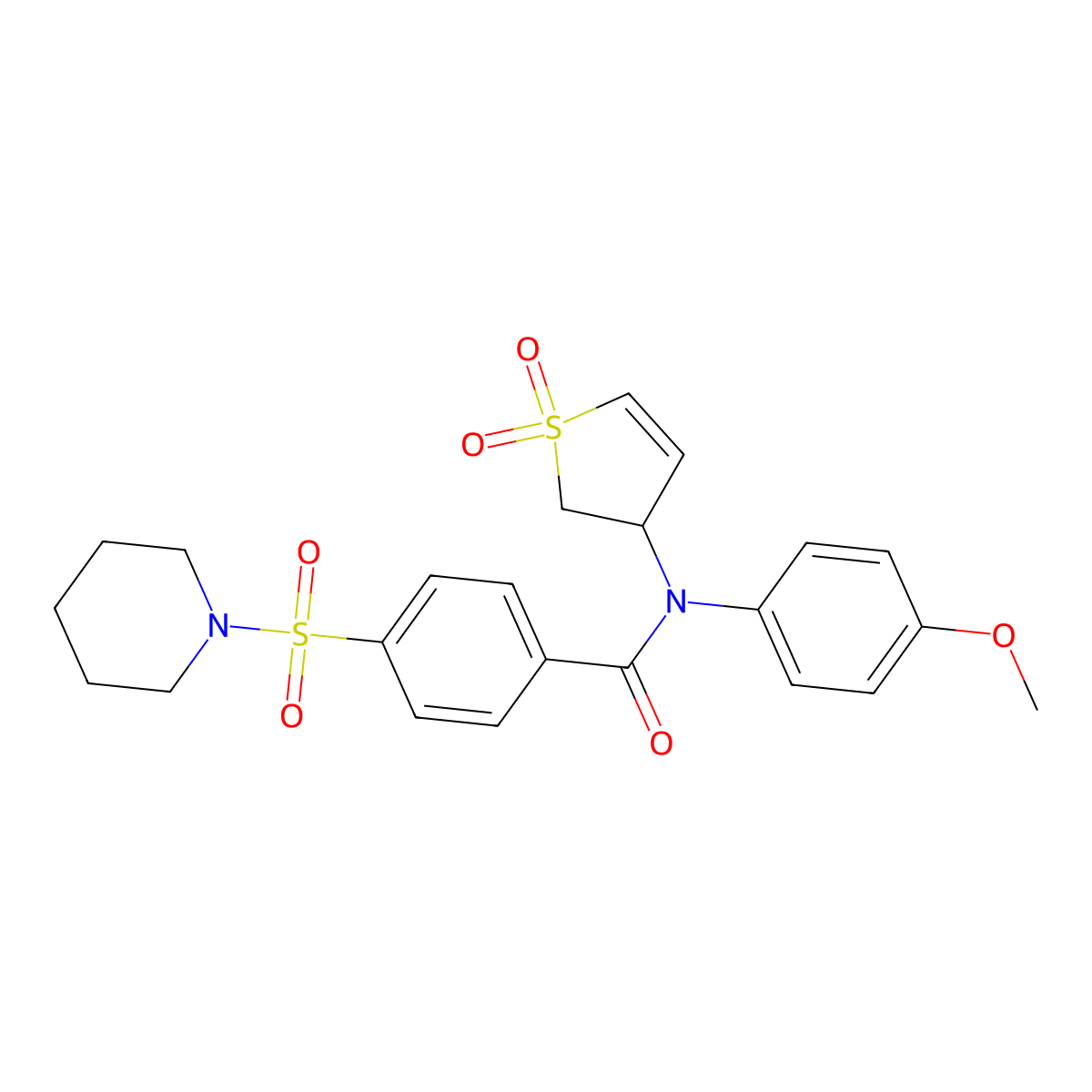 N-(1,1-dioxido-2,3-dihydrothiophen-3-yl)-N-(4-methoxyphenyl)-4-(piperidin-1-ylsulfonyl)benzamide molecular structure, CAS 863023-10-3