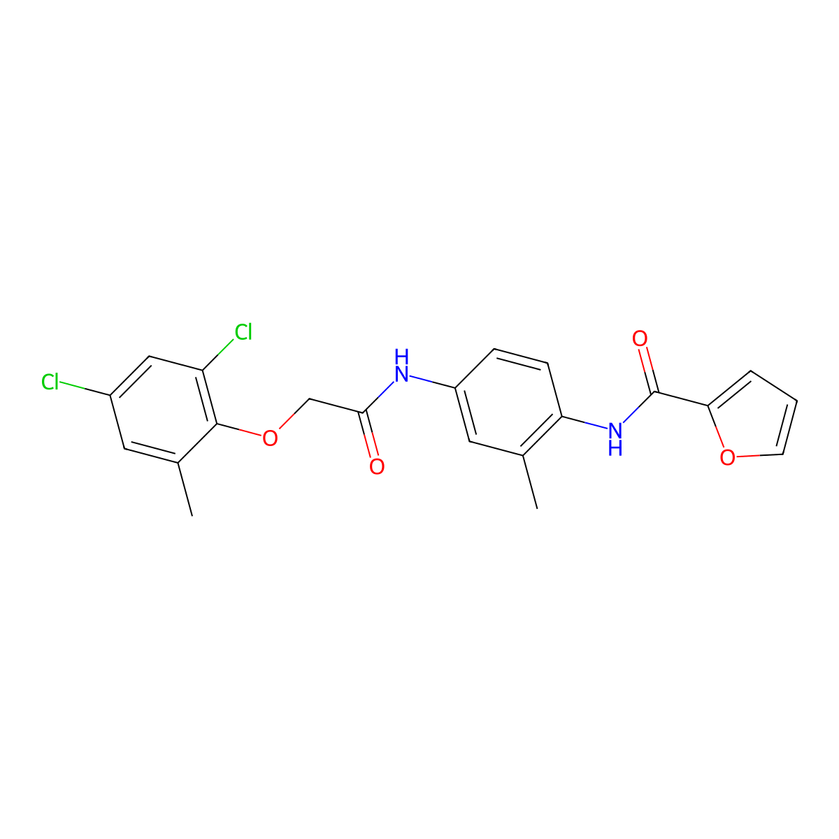 N-[4-[[2-(2,4-dichloro-6-methylphenoxy)acetyl]amino]-2-methylphenyl]furan-2-carboxamide molecular structure, CAS 863027-11-6