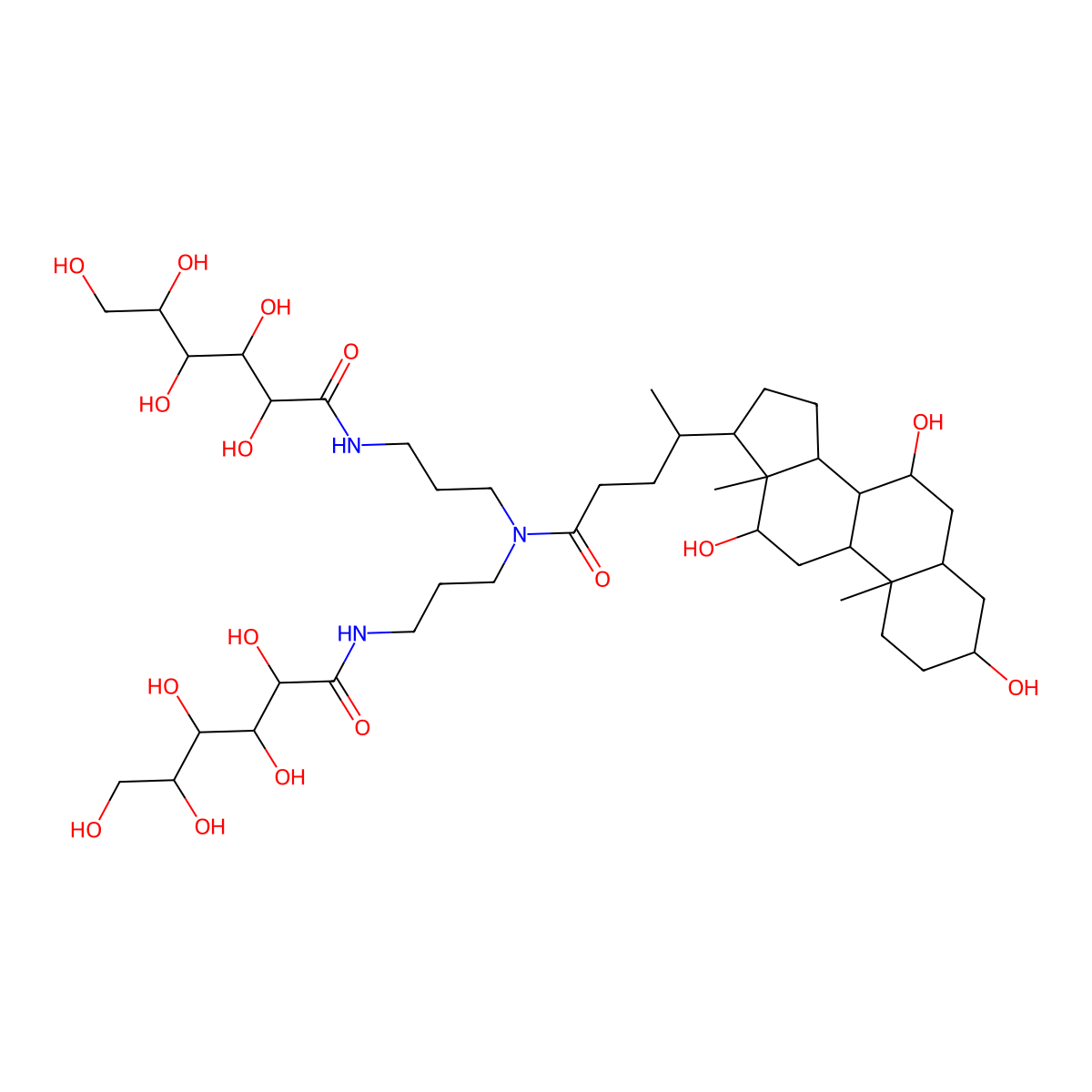 N,N-Bis(3-(D-gluconamido)propyl)cholamide molecular structure, CAS 86303-22-2