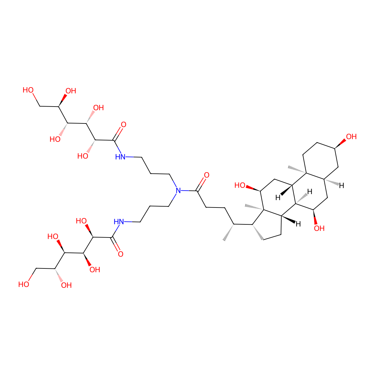 N,N-Bis(3-(D-gluconamido)propyl)cholamide molecular structure, CAS 86303-22-2