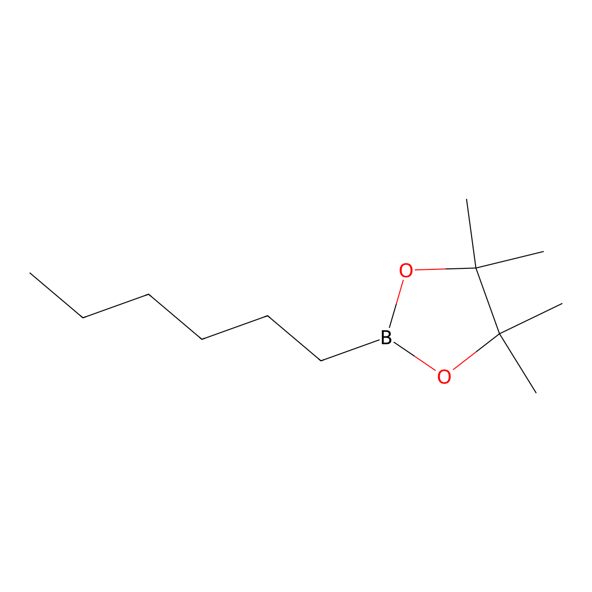 Hexylboronic acid pinacol ester molecular structure, CAS 86308-26-1