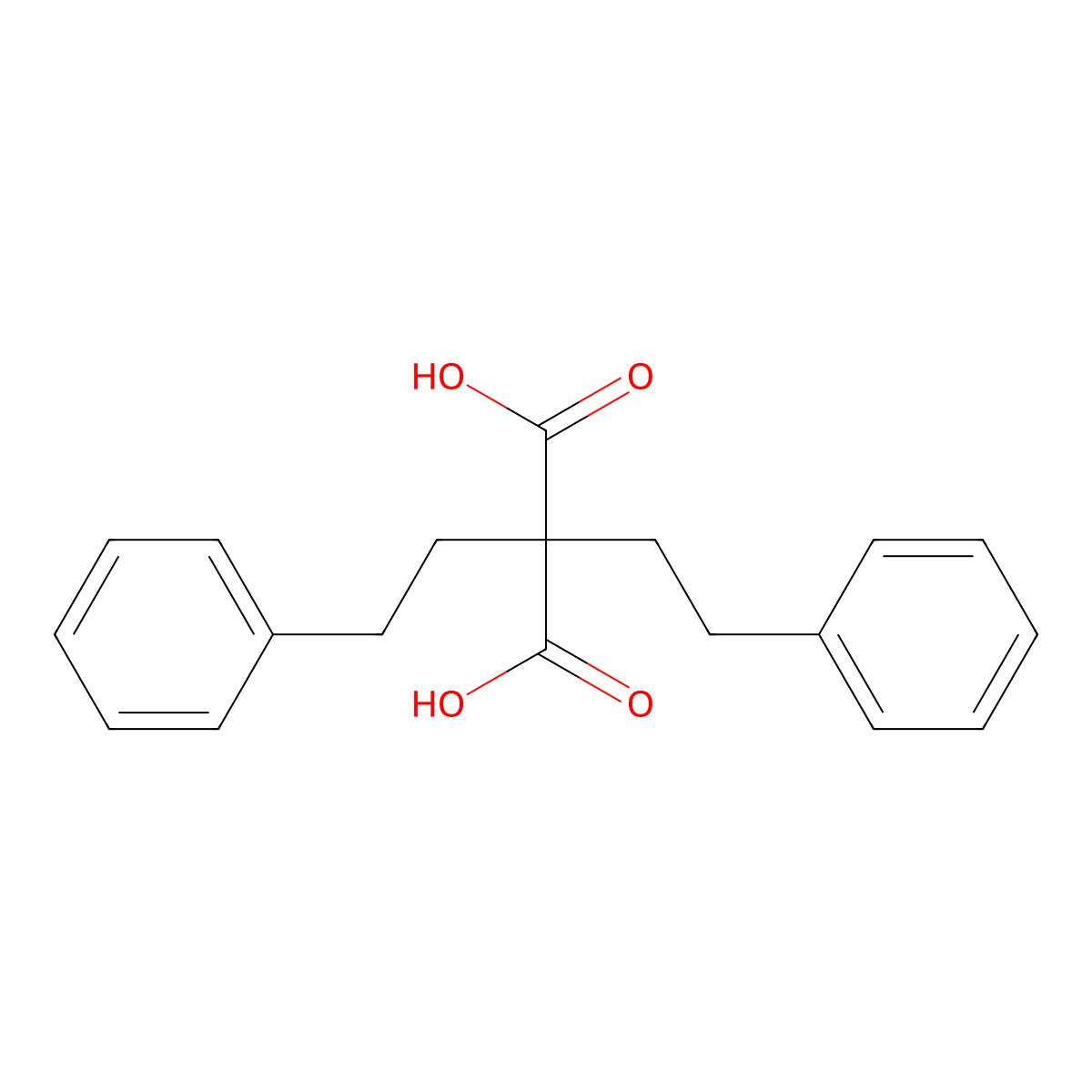 Bis(2-phenylethyl)malonic acid molecular structure, CAS 86310-45-4