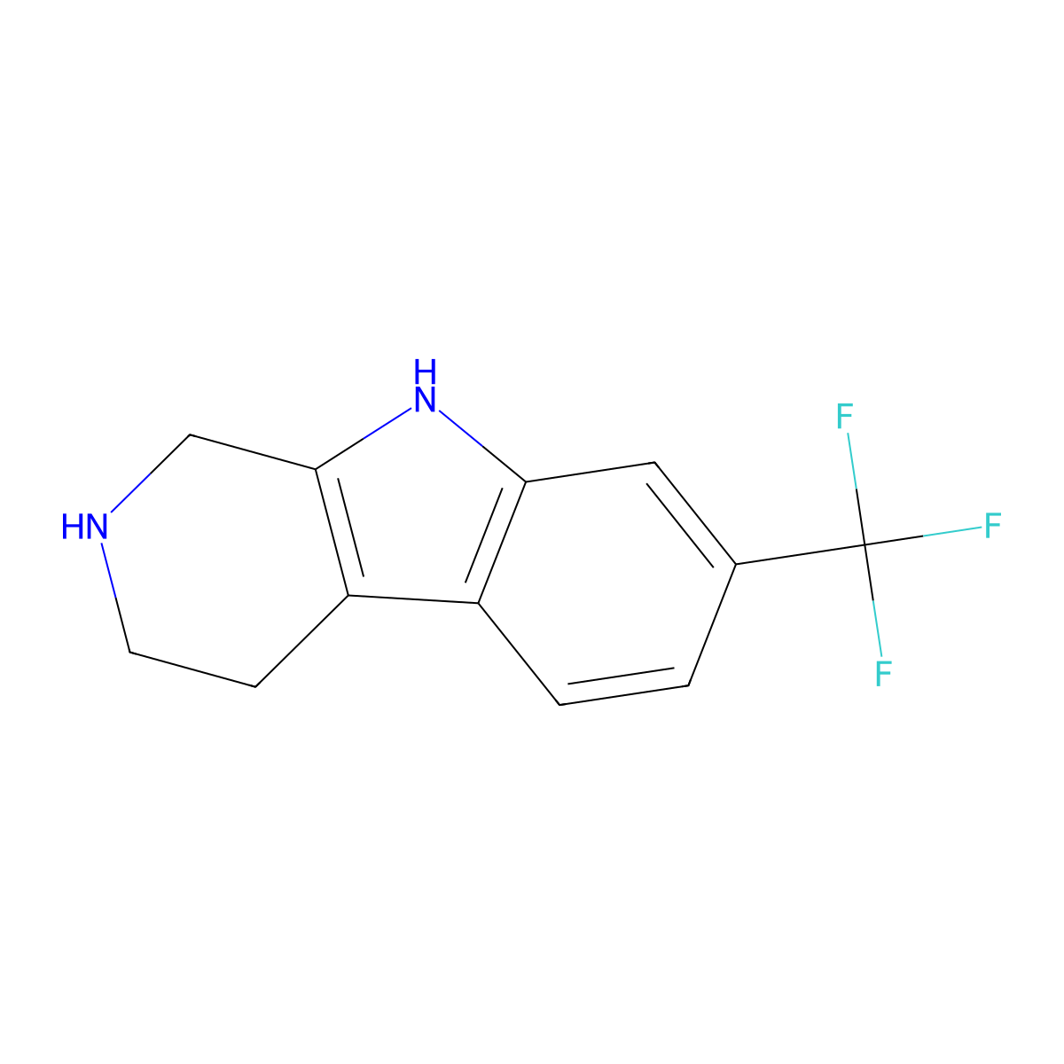7-(trifluoromethyl)-1H,2H,3H,4H,9H-pyrido[3,4-b]indole molecular structure, CAS 863110-78-5