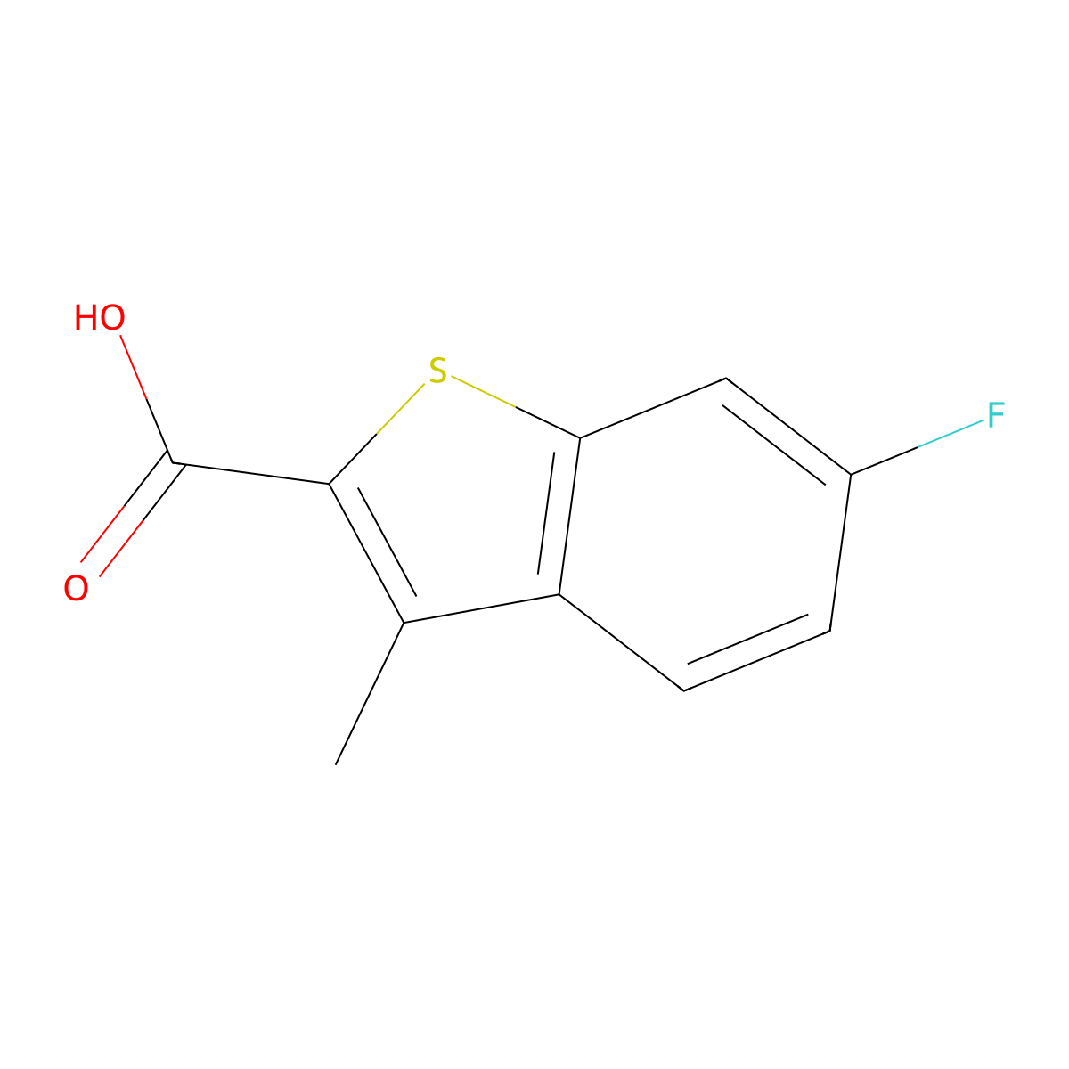 6-Fluoro-3-methyl-1-benzothiophene-2-carboxylic acid molecular structure, CAS 863119-55-5