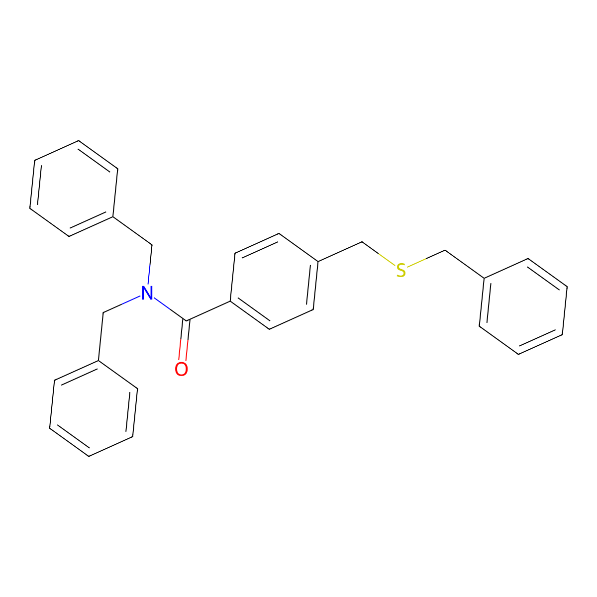 N,N-dibenzyl-4-(benzylsulfanylmethyl)benzamide molecular structure, CAS 863132-30-3