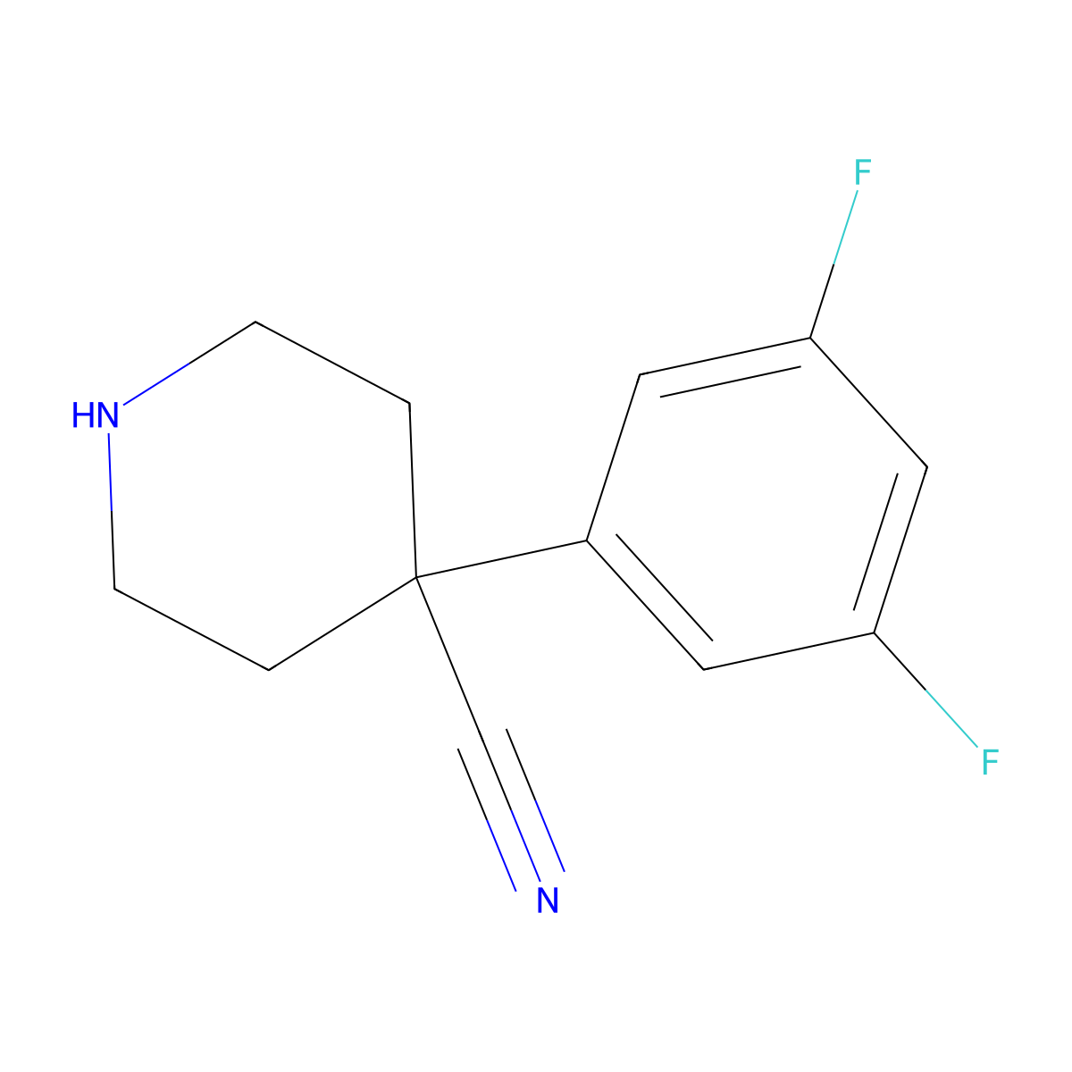 4-(3,5-Difluorophenyl)piperidine-4-carbonitrile molecular structure, CAS 863180-11-4
