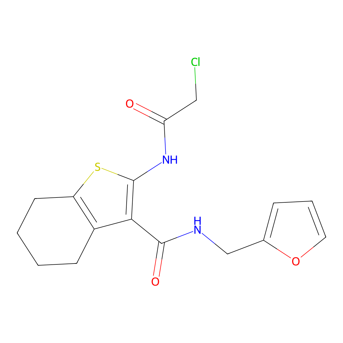 2-[(Chloroacetyl)amino]-N-(2-furylmethyl)-4,5,6,7-tetrahydro-1-benzothiophene-3-carboxamide molecular structure, CAS 863180-95-4