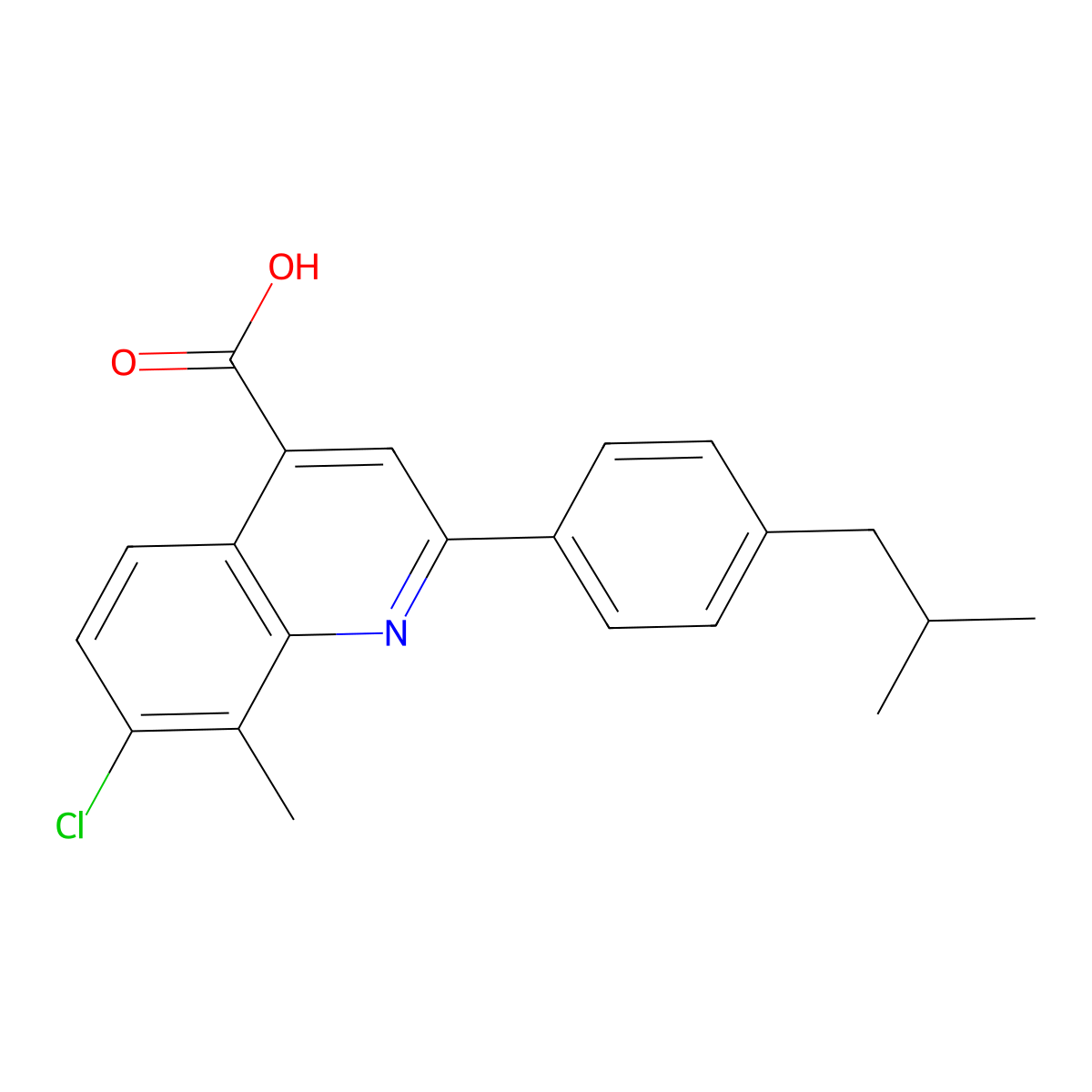 7-Chloro-2-(4-isobutylphenyl)-8-methylquinoline-4-carboxylic acid molecular structure, CAS 863182-57-4
