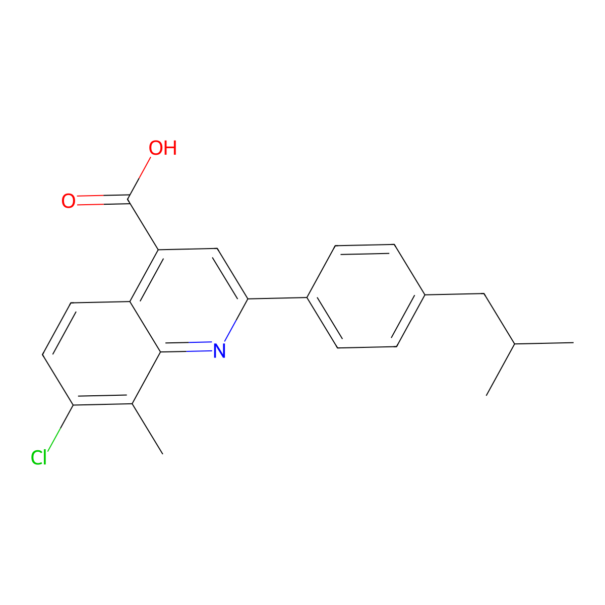 7-Chloro-2-(4-isobutylphenyl)-8-methylquinoline-4-carboxylic acid molecular structure, CAS 863182-57-4