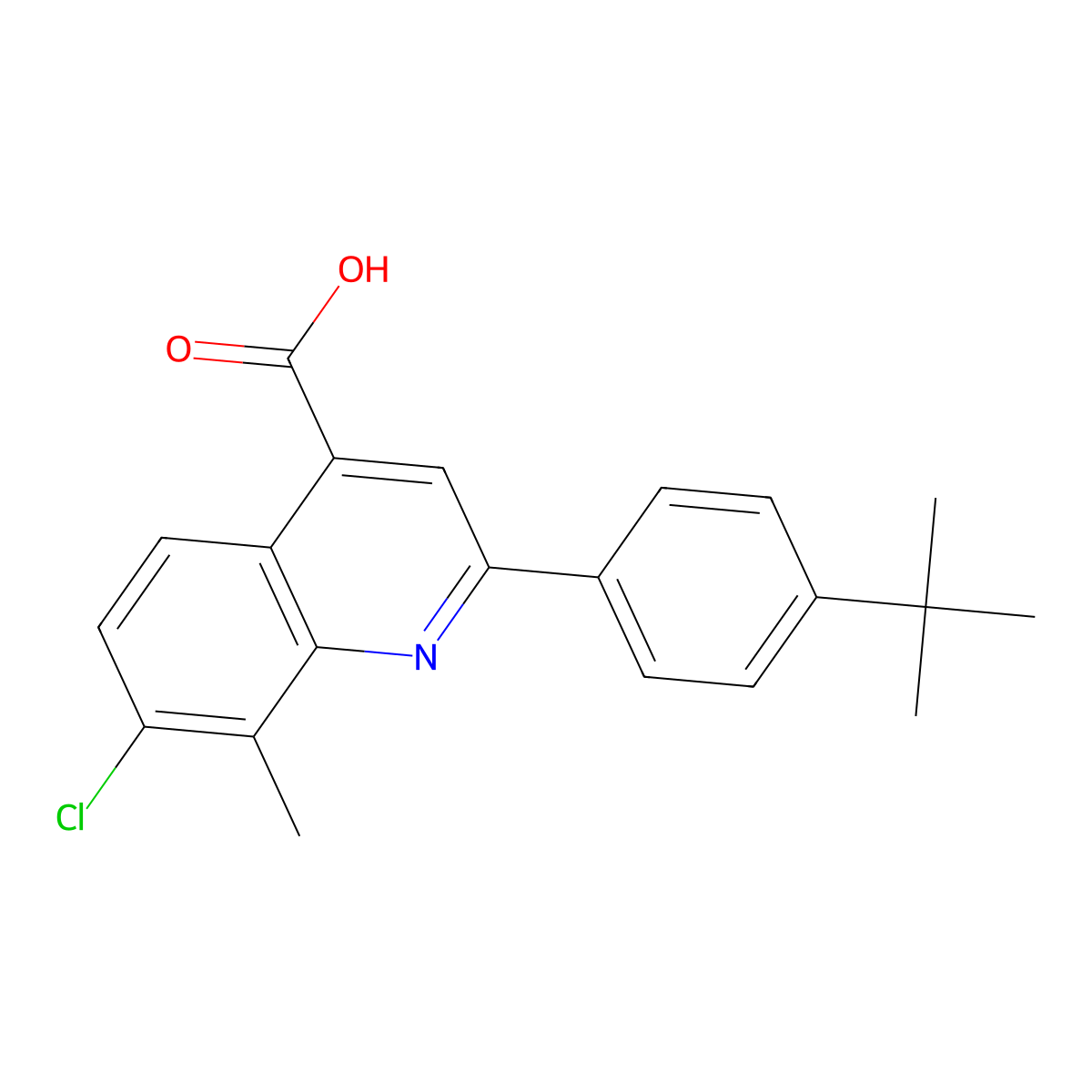 2-(4-Tert-butylphenyl)-7-chloro-8-methylquinoline-4-carboxylic acid molecular structure, CAS 863182-58-5