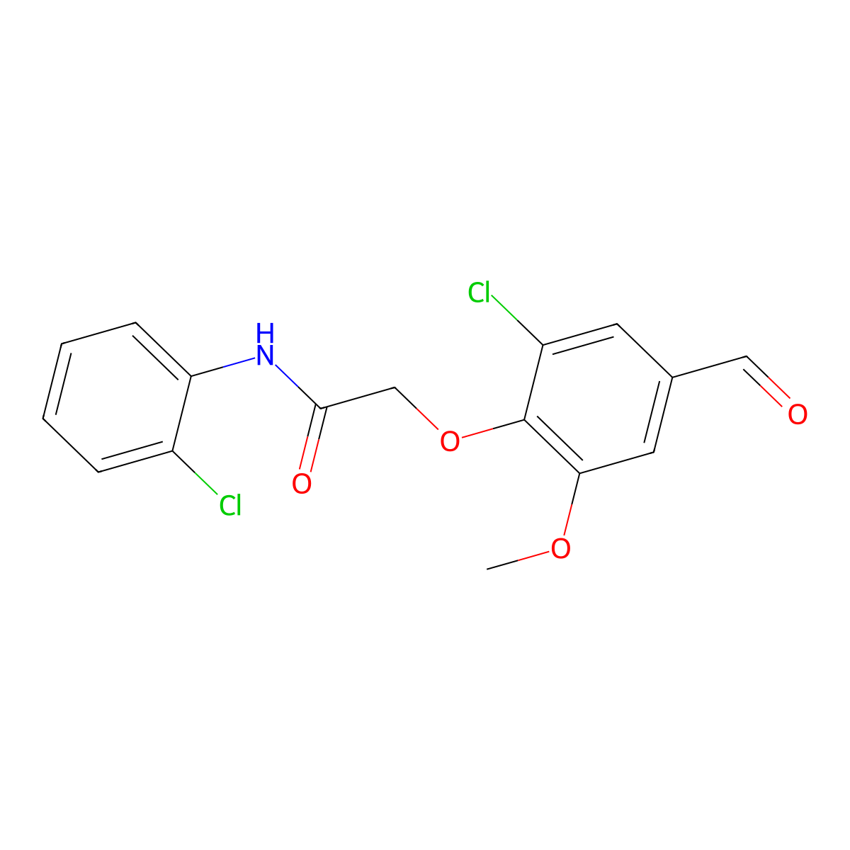 2-(2-chloro-4-formyl-6-methoxyphenoxy)-N-(2-chlorophenyl)acetamide molecular structure, CAS 863182-69-8