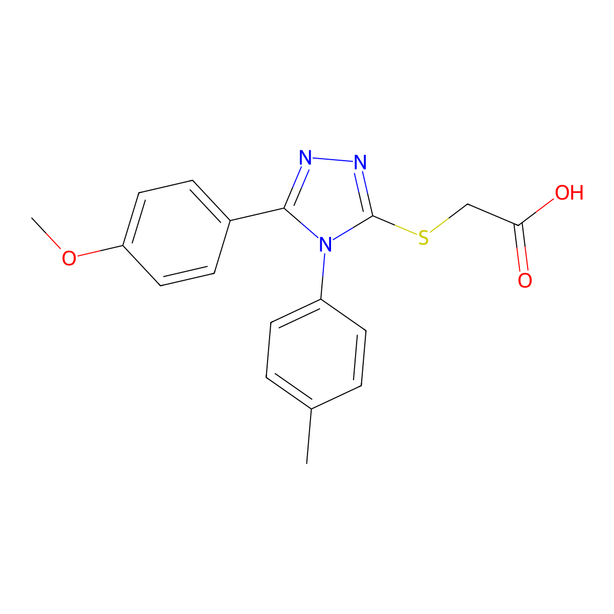 2-{[5-(4-methoxyphenyl)-4-(4-methylphenyl)-4H-1,2,4-triazol-3-yl]sulfanyl}acetic acid molecular structure, CAS 863184-29-6