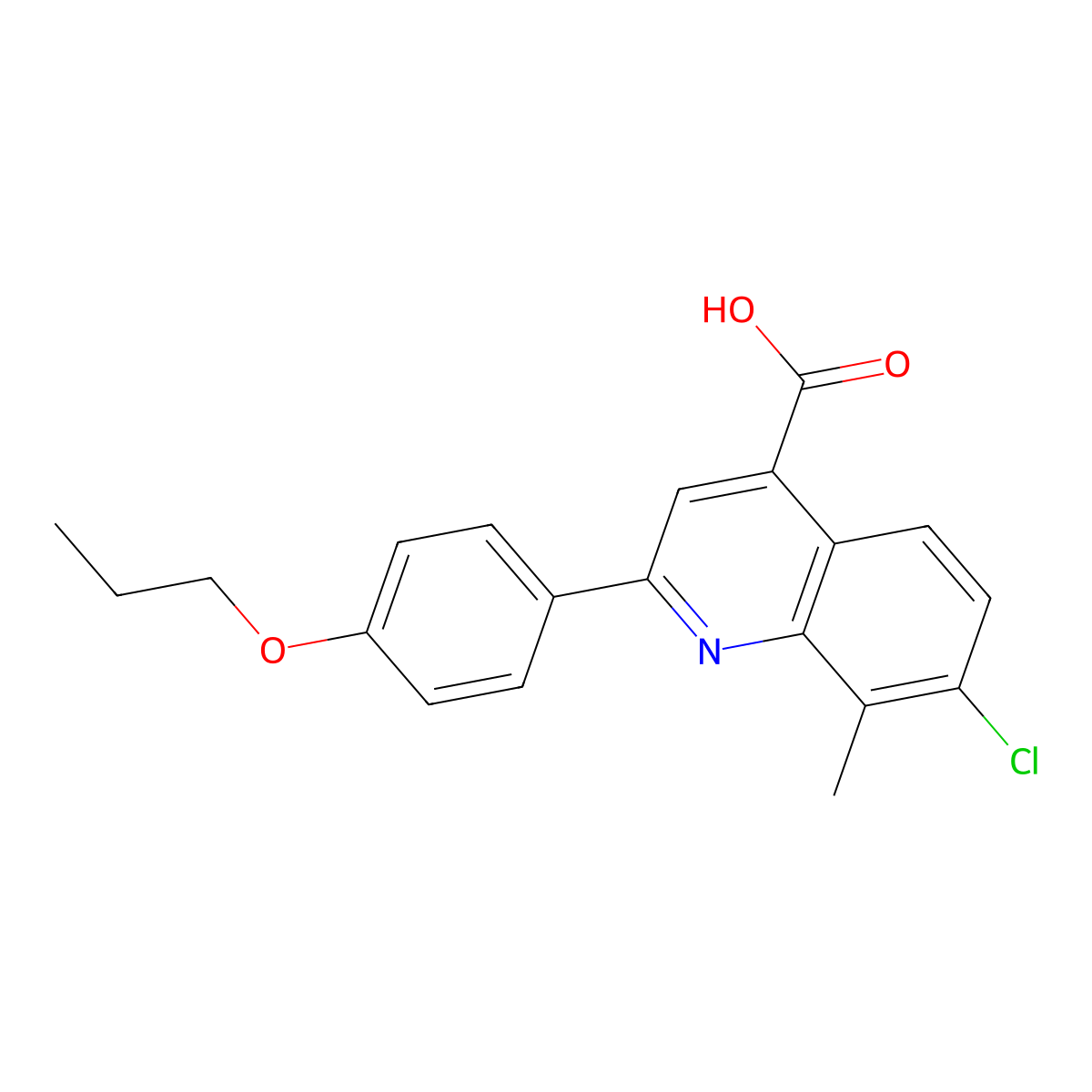 7-Chloro-8-methyl-2-(4-propoxyphenyl)quinoline-4-carboxylic acid molecular structure, CAS 863185-10-8