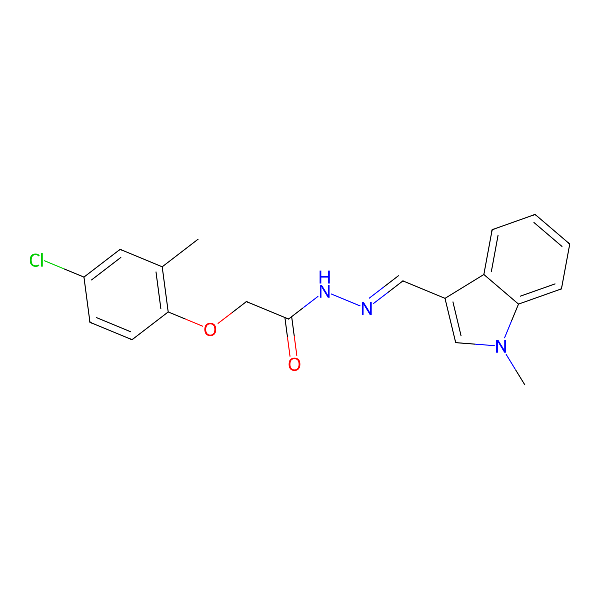 2-(4-Chloro-2-methylphenoxy)-N'-[(1-methyl-1H-indol-3-yl)methylidene]acetohydrazide molecular structure, CAS 863185-22-2