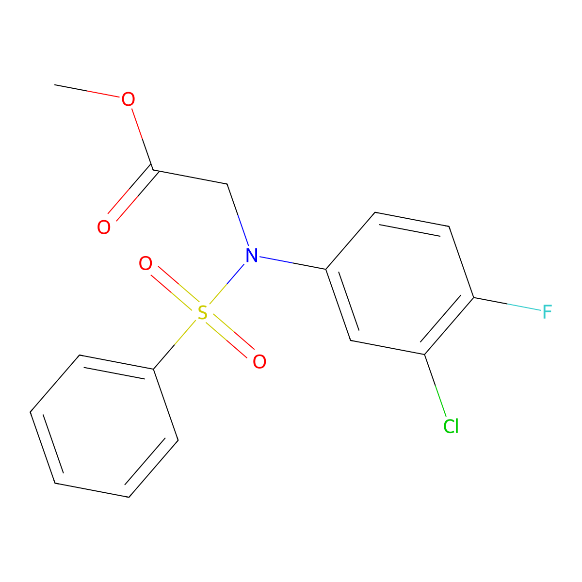 Methyl N-(3-chloro-4-fluorophenyl)-N-(phenylsulfonyl)glycinate molecular structure, CAS 863187-31-9