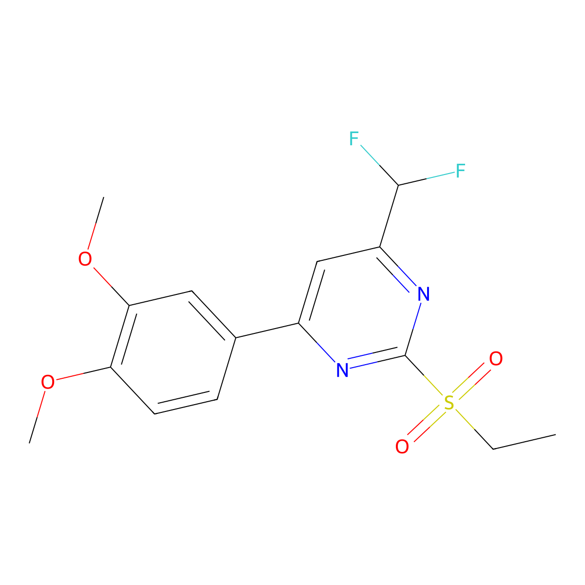 4-(Difluoromethyl)-6-(3,4-dimethoxyphenyl)-2-(ethylsulfonyl)pyrimidine molecular structure, CAS 863187-94-4