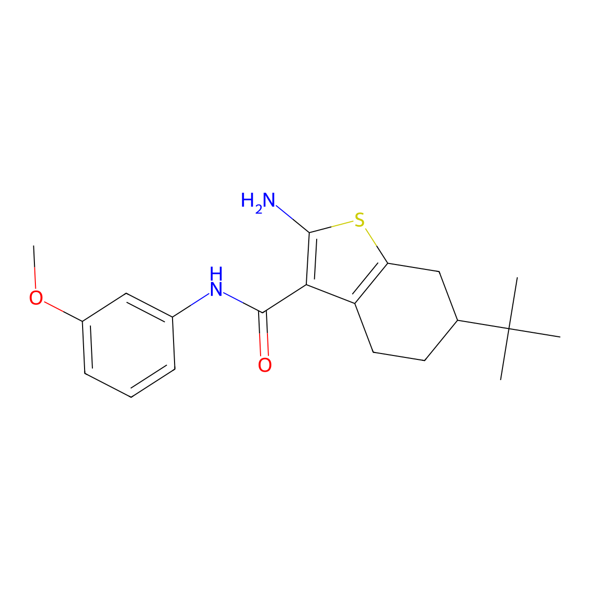 2-amino-6-tert-butyl-N-(3-methoxyphenyl)-4,5,6,7-tetrahydro-1-benzothiophene-3-carboxamide molecular structure, CAS 863188-95-8
