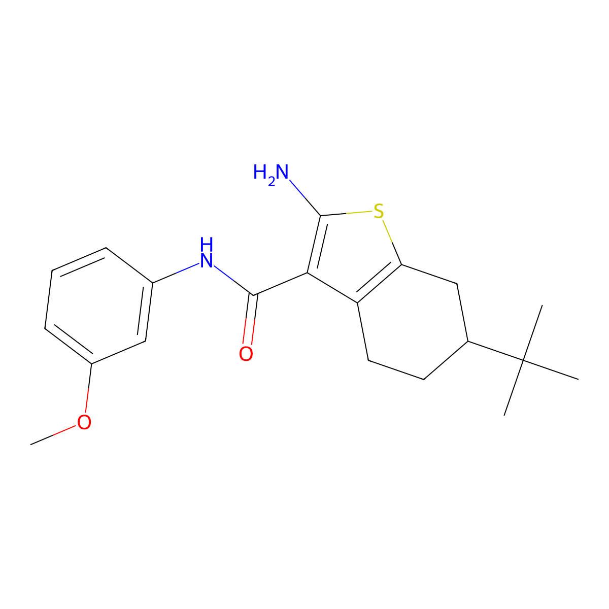 2-amino-6-tert-butyl-N-(3-methoxyphenyl)-4,5,6,7-tetrahydro-1-benzothiophene-3-carboxamide molecular structure, CAS 863188-95-8