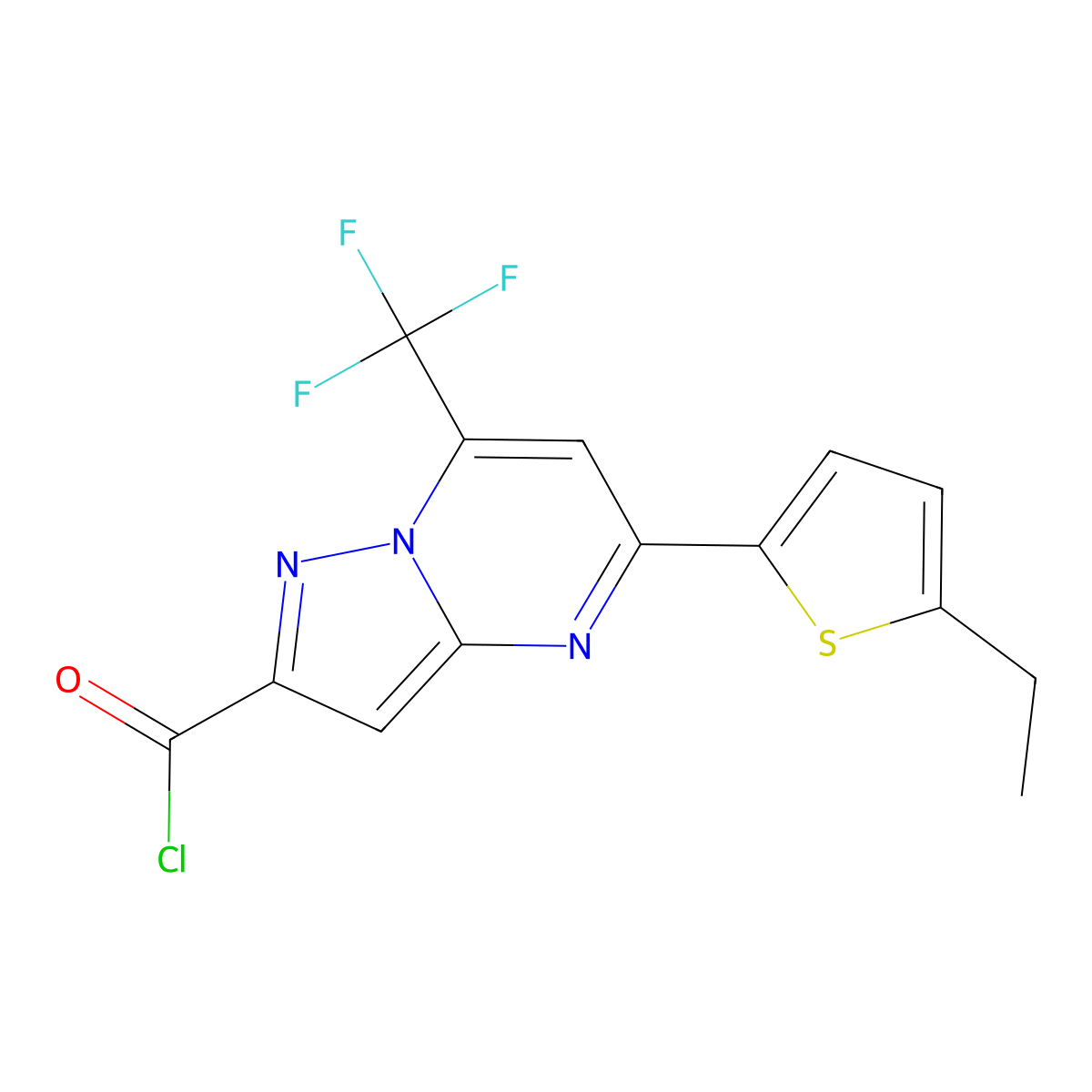 5-(5-Ethyl-2-thienyl)-7-(trifluoromethyl)pyrazolo[1,5-A]pyrimidine-2-carbonyl chloride molecular structure, CAS 863190-20-9
