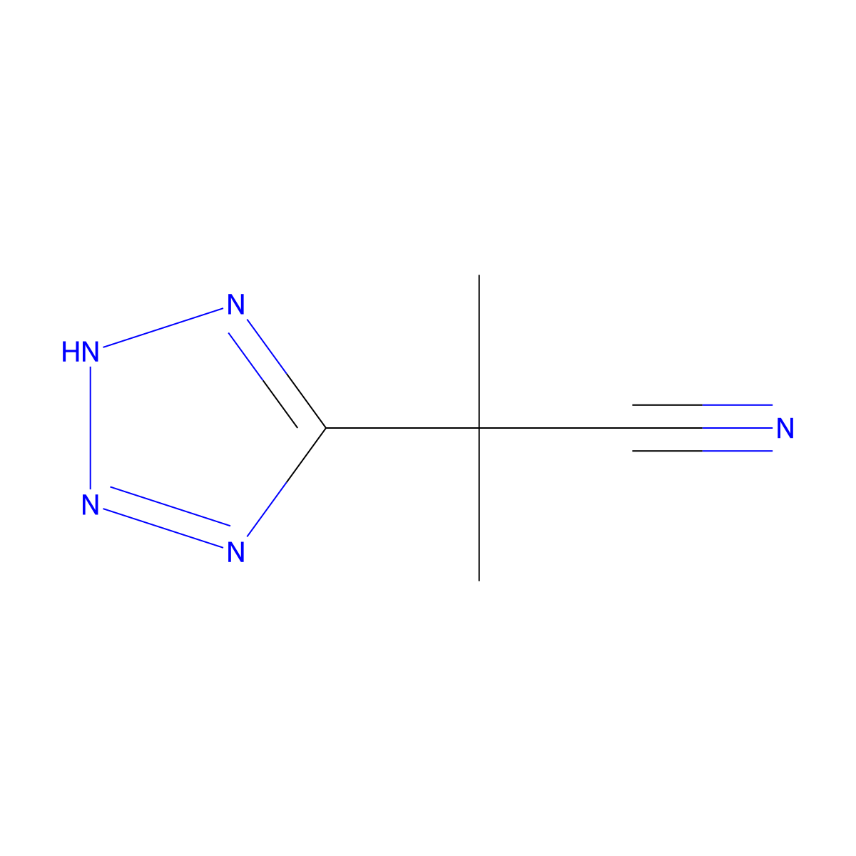 2-methyl-2-(1H-1,2,3,4-tetrazol-5-yl)propanenitrile molecular structure, CAS 863191-04-2