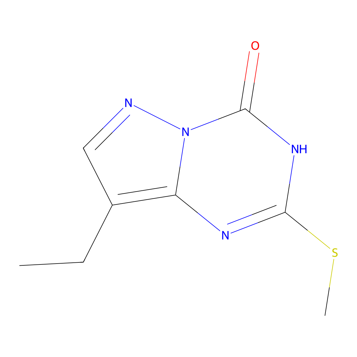 8-Ethyl-2-(methylthio)pyrazolo[1,5-a][1,3,5]triazin-4(1H)-one molecular structure, CAS 863193-67-3