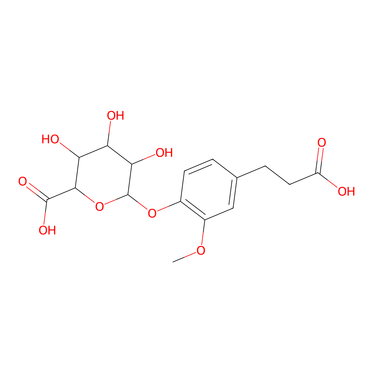 Dihydroferulic acid 4-O-glucuronide molecular structure, CAS 86321-28-0