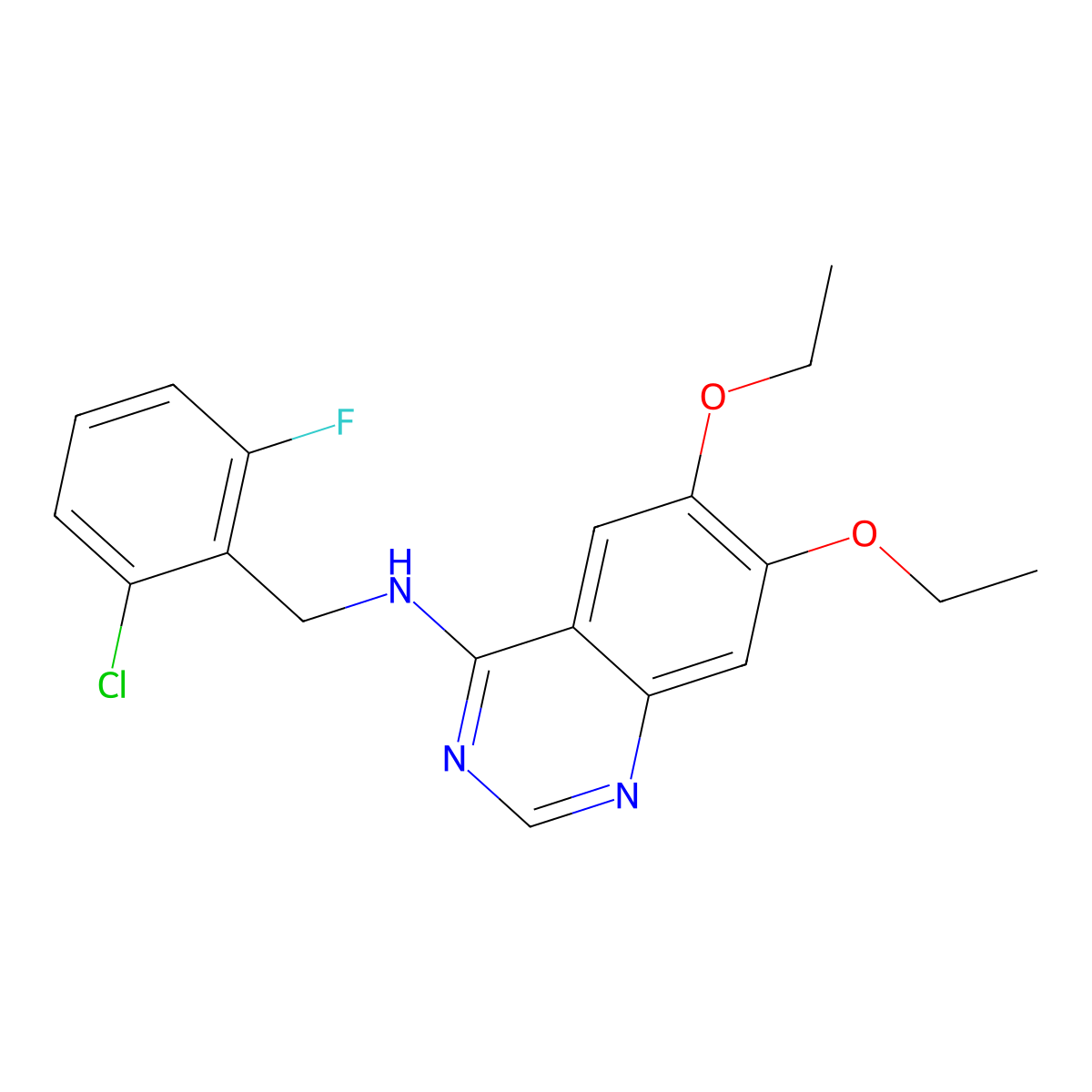N-(2-chloro-6-fluorobenzyl)-6,7-diethoxyquinazolin-4-amine molecular structure, CAS 863216-28-8