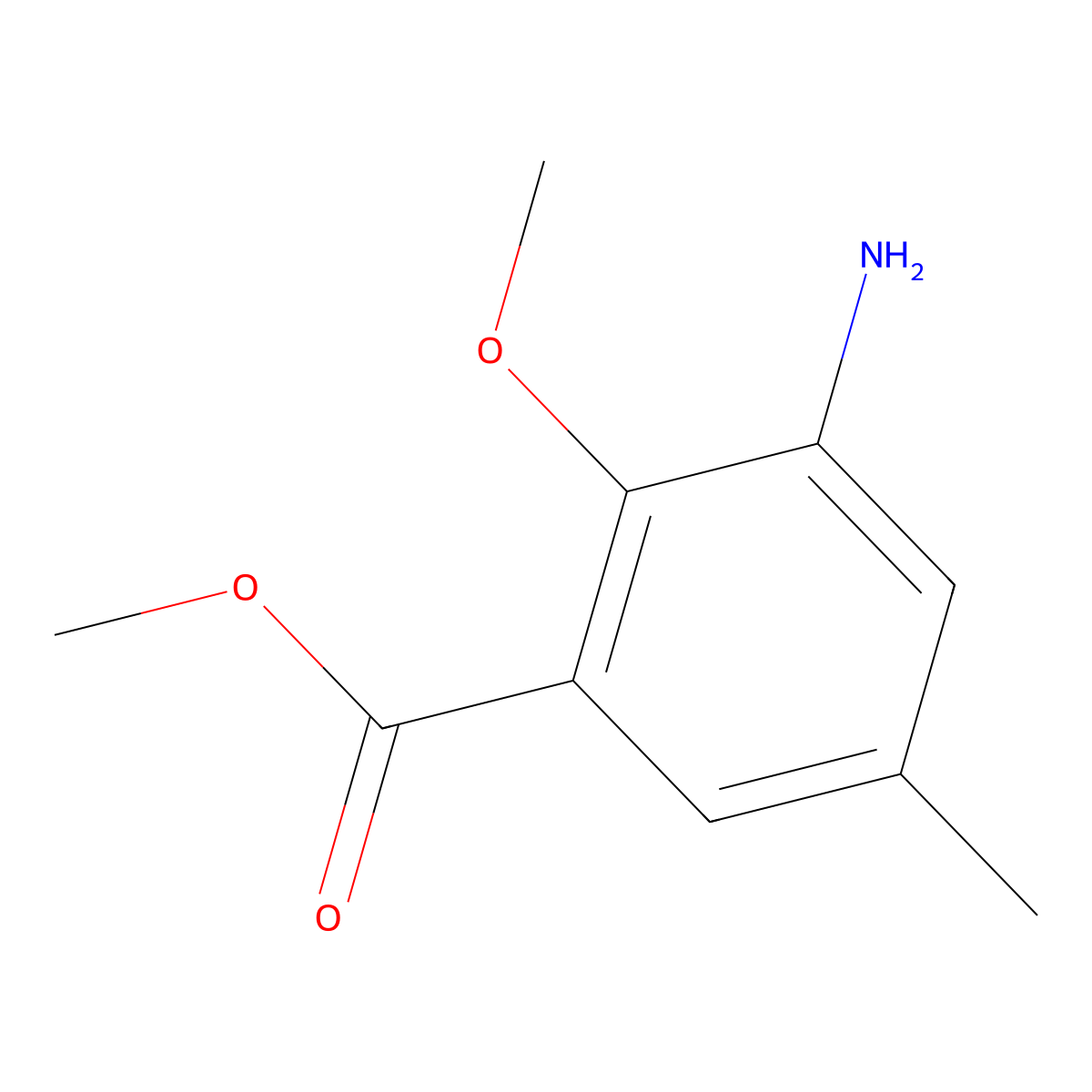 Methyl 3-amino-2-methoxy-5-methylbenzoate molecular structure, CAS 863226-27-1
