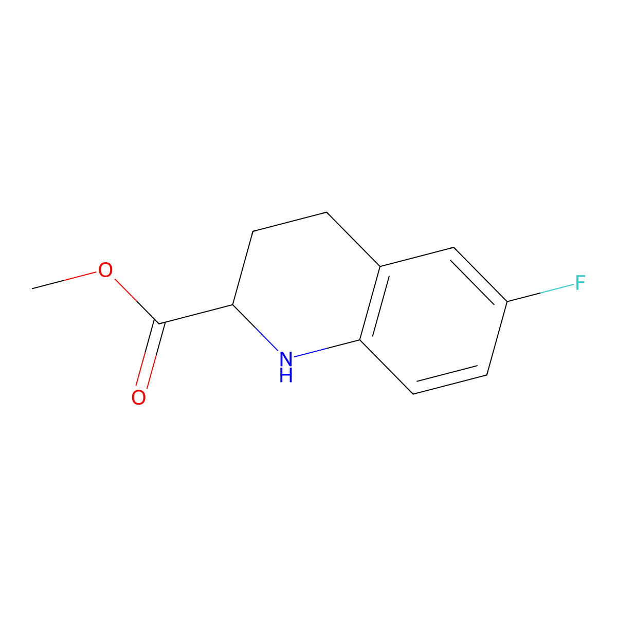 6-Fluoro-1,2,3,4-tetrahydro-quinoline-2-carboxylic acid methyl ester molecular structure, CAS 86323-68-4