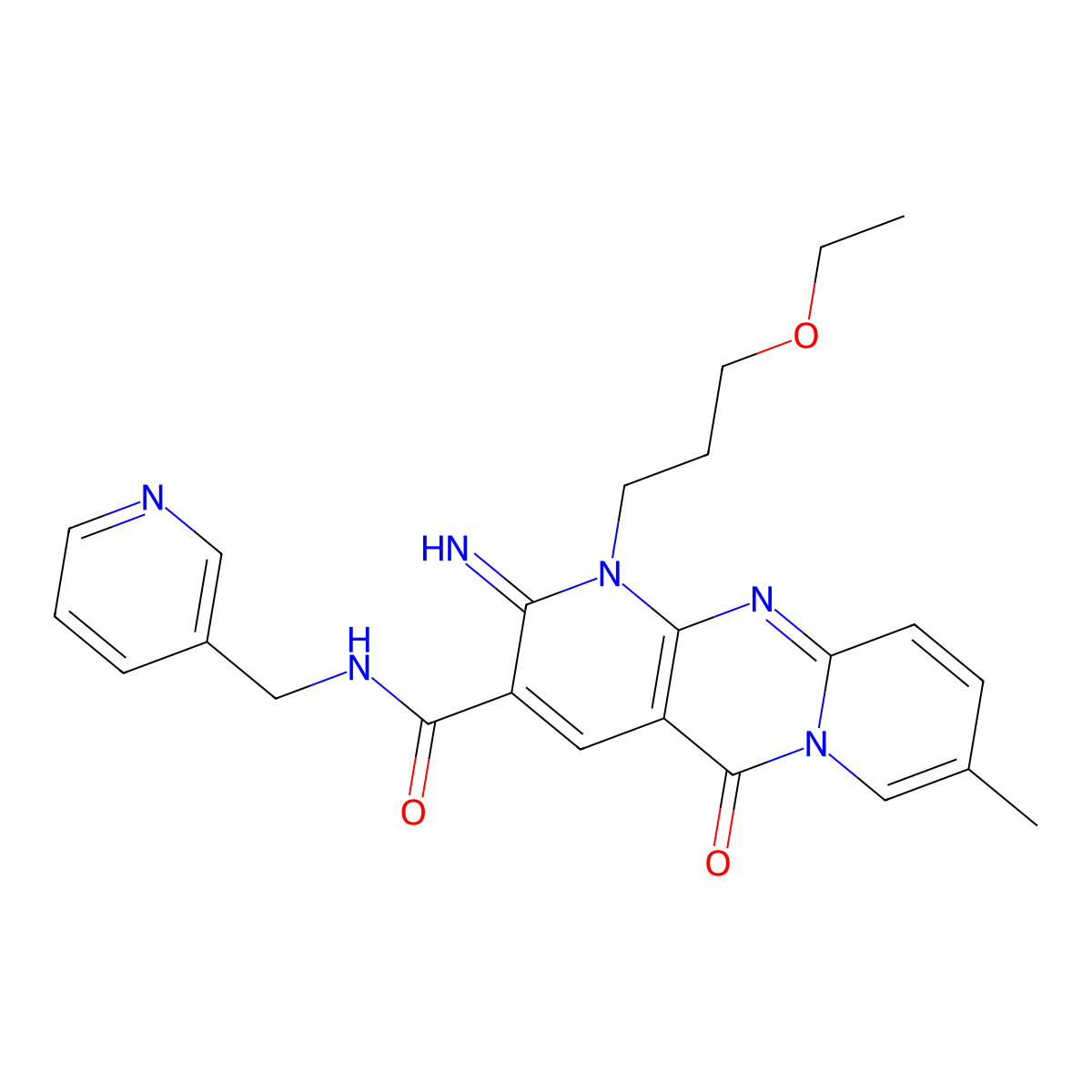 1-(3-ethoxypropyl)-2-imino-8-methyl-5-oxo-N-(pyridin-3-ylmethyl)-1,5-dihydro-2H-dipyrido[1,2-a:2',3'-d]pyrimidine-3-carboxamide molecular structure, CAS 863236-37-7