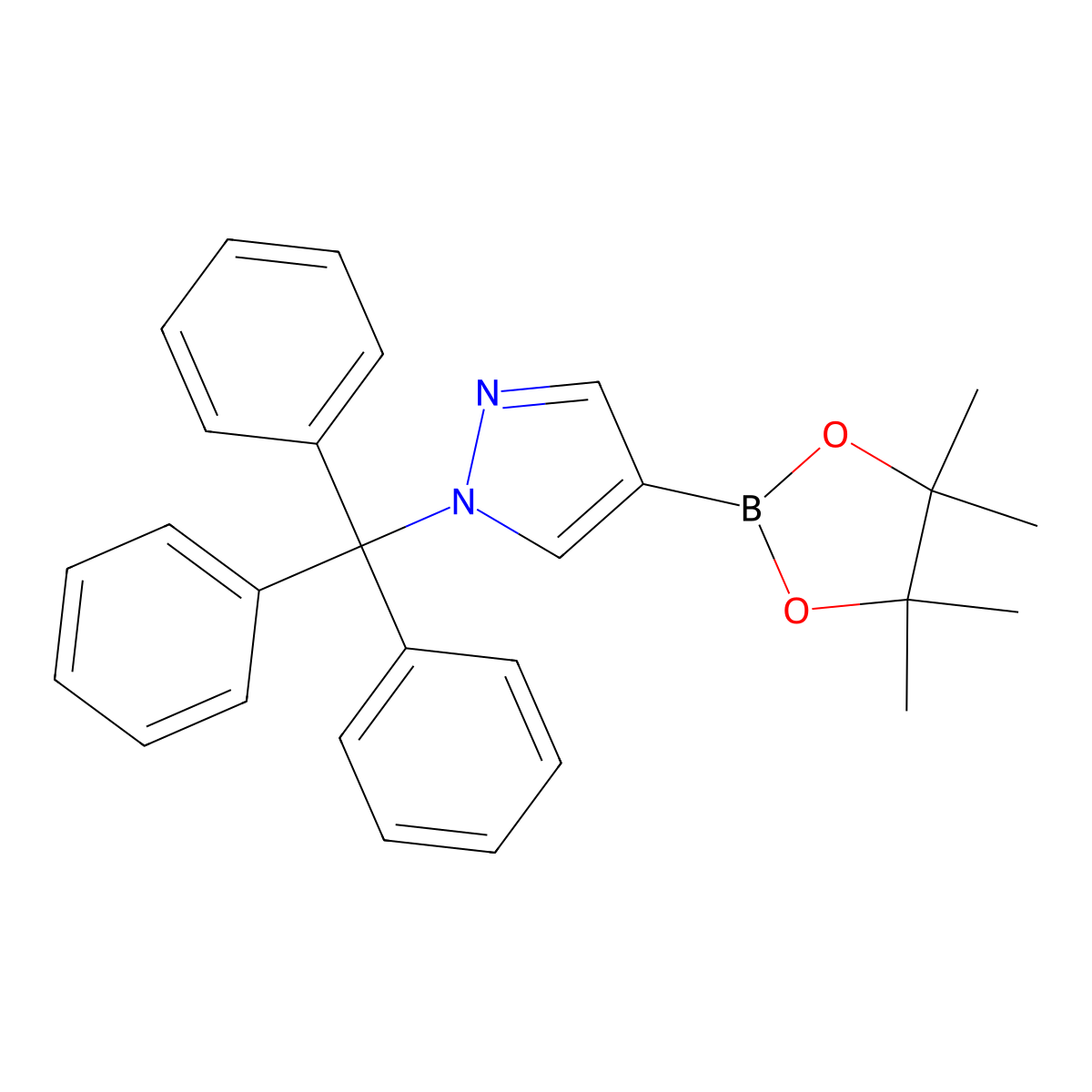 4-(4,4,5,5-Tetramethyl-[1,3,2]dioxaborolan-2-yl)-1-trityl-1H-pyrazole molecular structure, CAS 863238-73-7