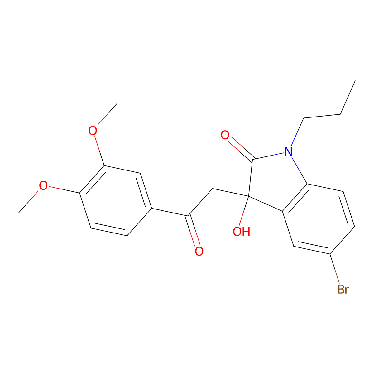 5-bromo-3-[2-(3,4-dimethoxyphenyl)-2-oxoethyl]-3-hydroxy-1-propyl-1,3-dihydro-2H-indol-2-one molecular structure, CAS 863241-23-0