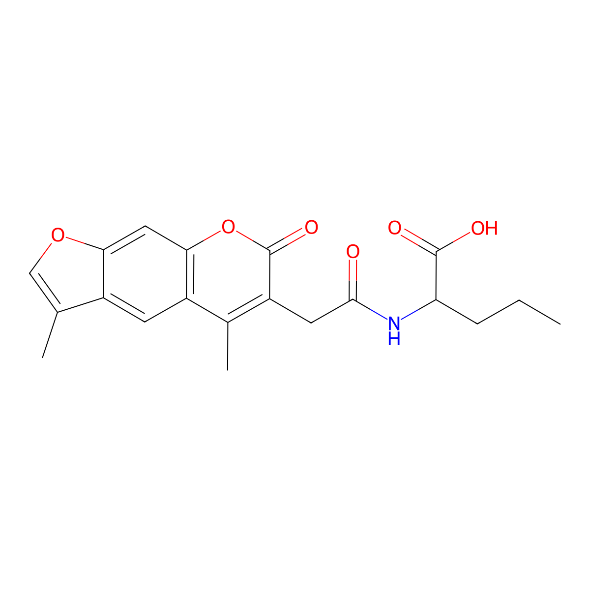 N-[(3,5-dimethyl-7-oxo-7H-furo[3,2-g]chromen-6-yl)acetyl]norvaline molecular structure, CAS 863247-90-9