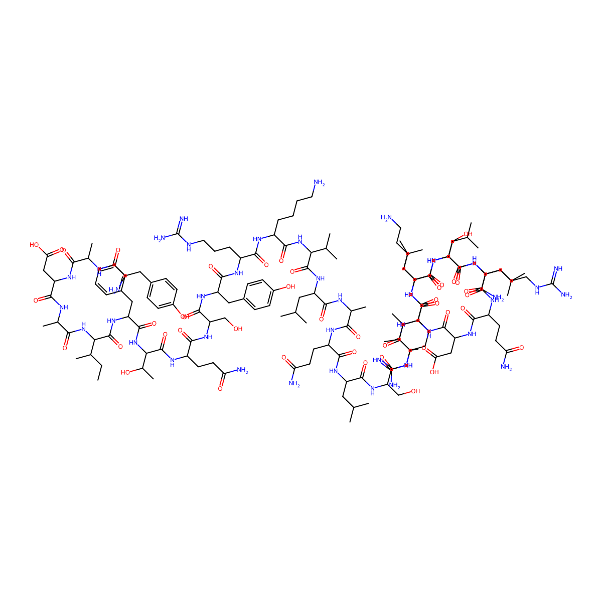L-tyrosyl-D-alanyl-L-alpha-aspartyl-L-alanyl-L-isoleucyl-L-phenylalanyl-L-threonyl-L-glutaminyl-L-seryl-L-tyrosyl-L-arginyl-L-lysyl-L-valyl-L-leucyl-L-alanyl-L-glutaminyl-L-leucyl-L-seryl-L-alanyl-L-arginyl-L-lysyl-L-leucyl-L-leucyl-L-glutaminyl-L-alpha-aspartyl-L-isoleucyl-L-leucyl-L-seryl-L-argininamide molecular structure, CAS 863288-34-0