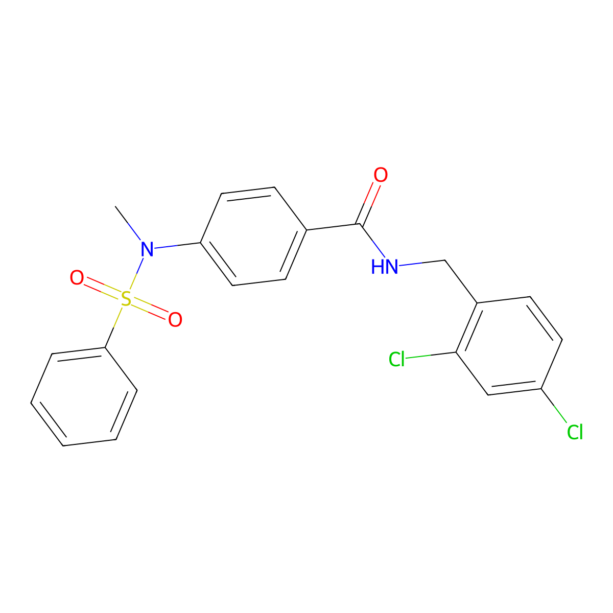 4-[benzenesulfonyl(methyl)amino]-N-[(2,4-dichlorophenyl)methyl]benzamide molecular structure, CAS 863298-12-8