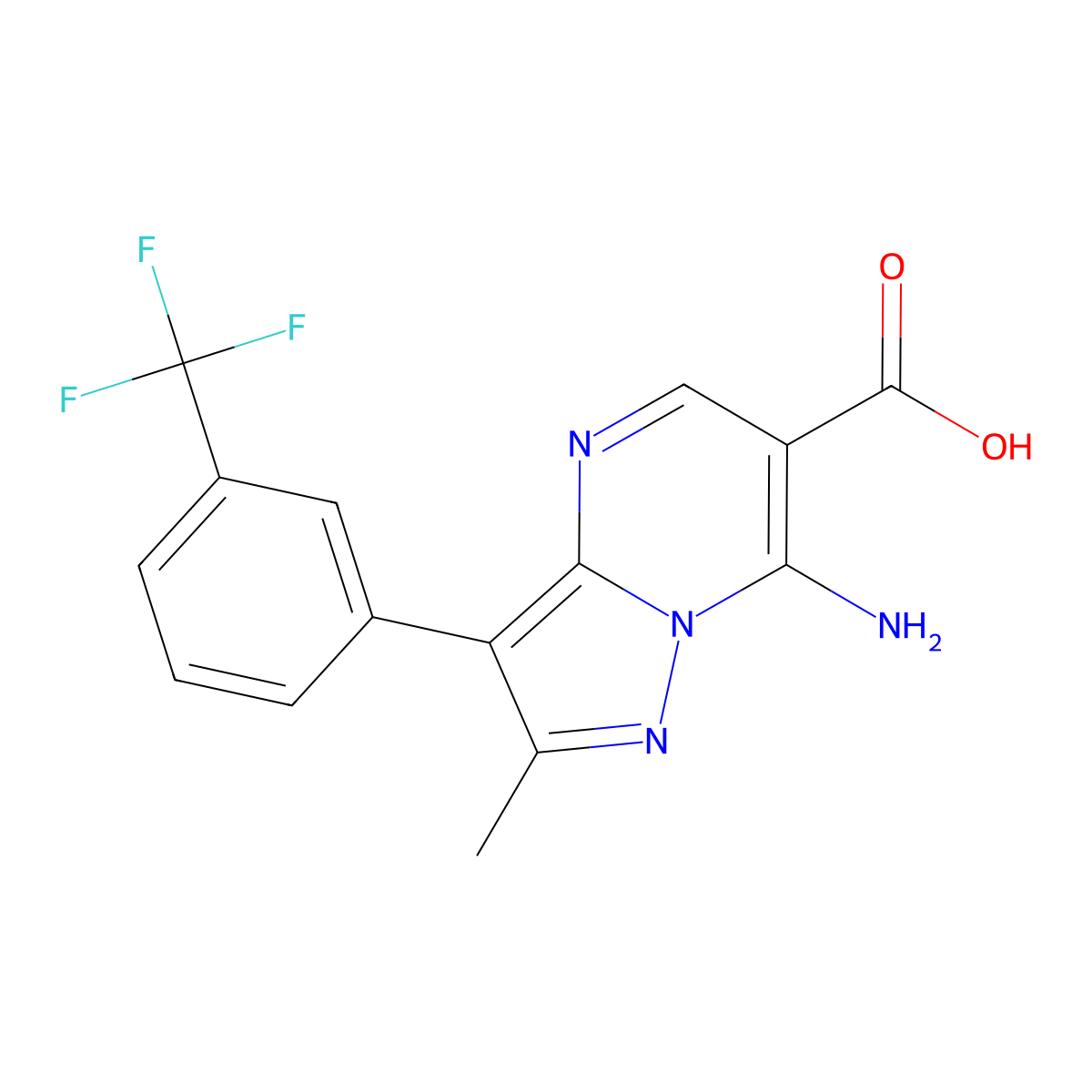7-Amino-2-methyl-3-[3-(trifluoromethyl)phenyl]pyrazolo[1,5-a]pyrimidine-6-carboxylic acid molecular structure, CAS 863305-82-2