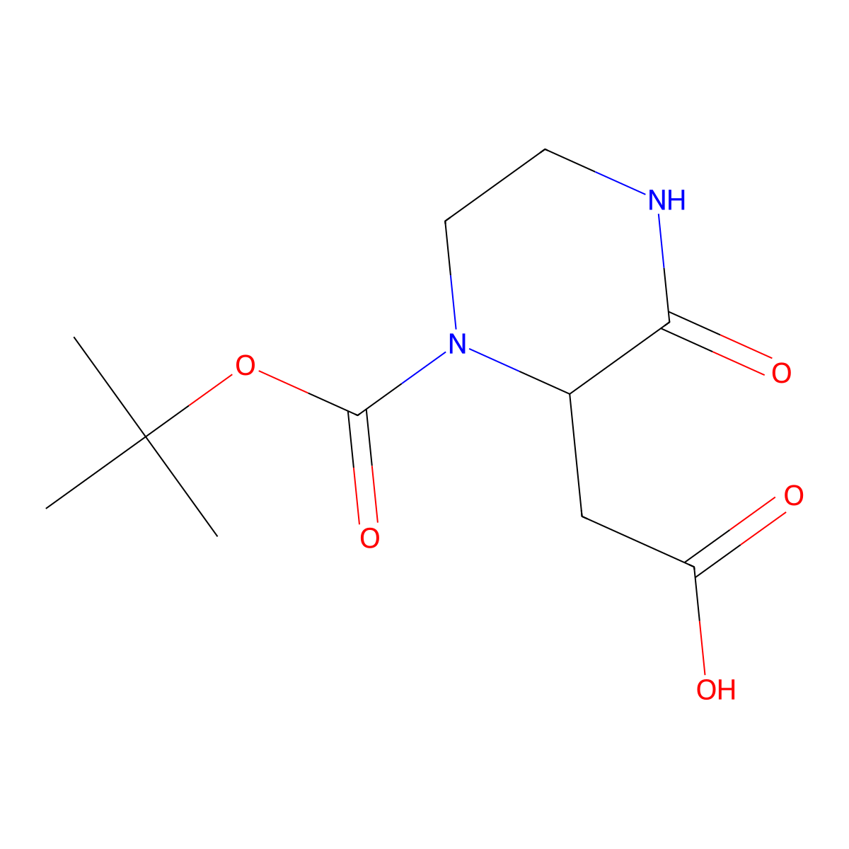 2-Carboxymethyl-3-oxo-piperazine-1-carboxylic acid tert-butyl ester molecular structure, CAS 863307-54-4