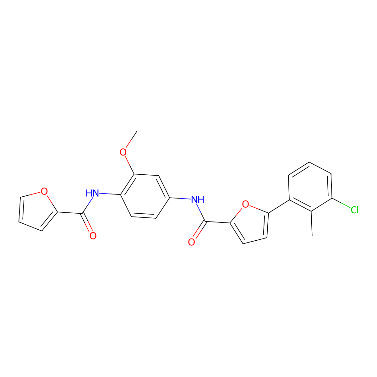 5-(3-chloro-2-methylphenyl)-N-[4-(furan-2-carbonylamino)-3-methoxyphenyl]furan-2-carboxamide molecular structure, CAS 863315-50-8