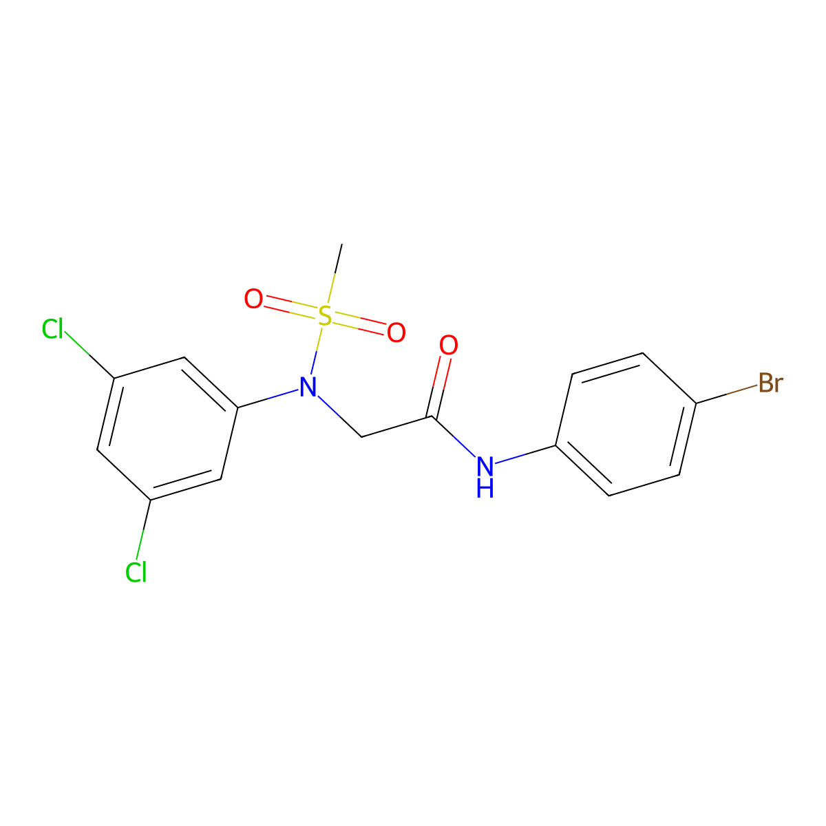 N-(4-bromophenyl)-2-(3,5-dichloro-N-methylsulfonylanilino)acetamide molecular structure, CAS 863317-92-4