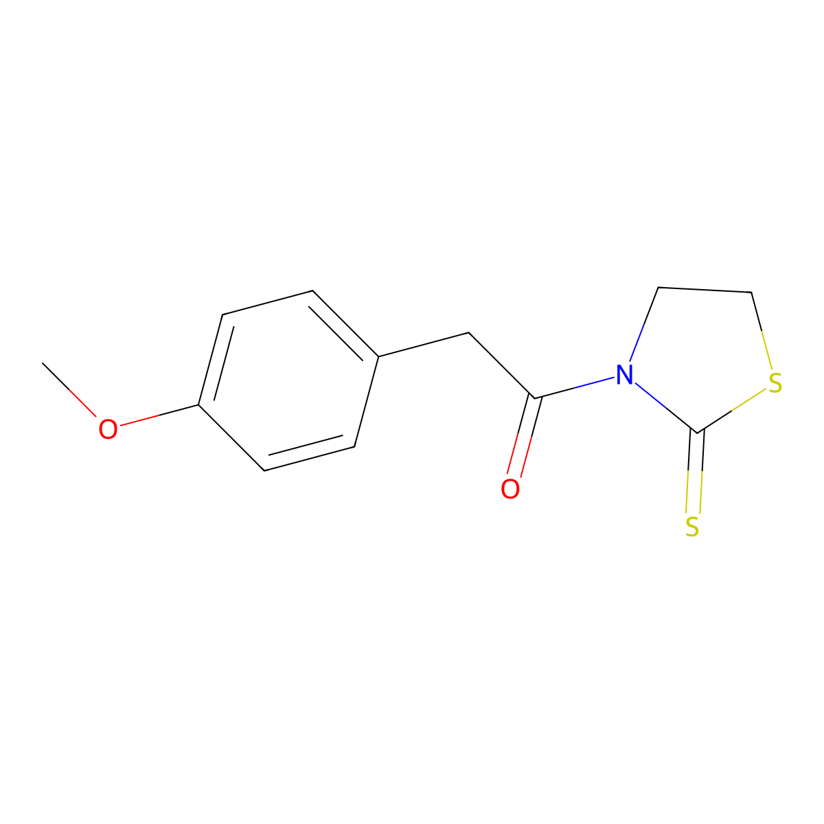 2-(4-Methoxyphenyl)-1-(2-sulfanylidene-1,3-thiazolidin-3-yl)ethan-1-one molecular structure, CAS 863324-40-7