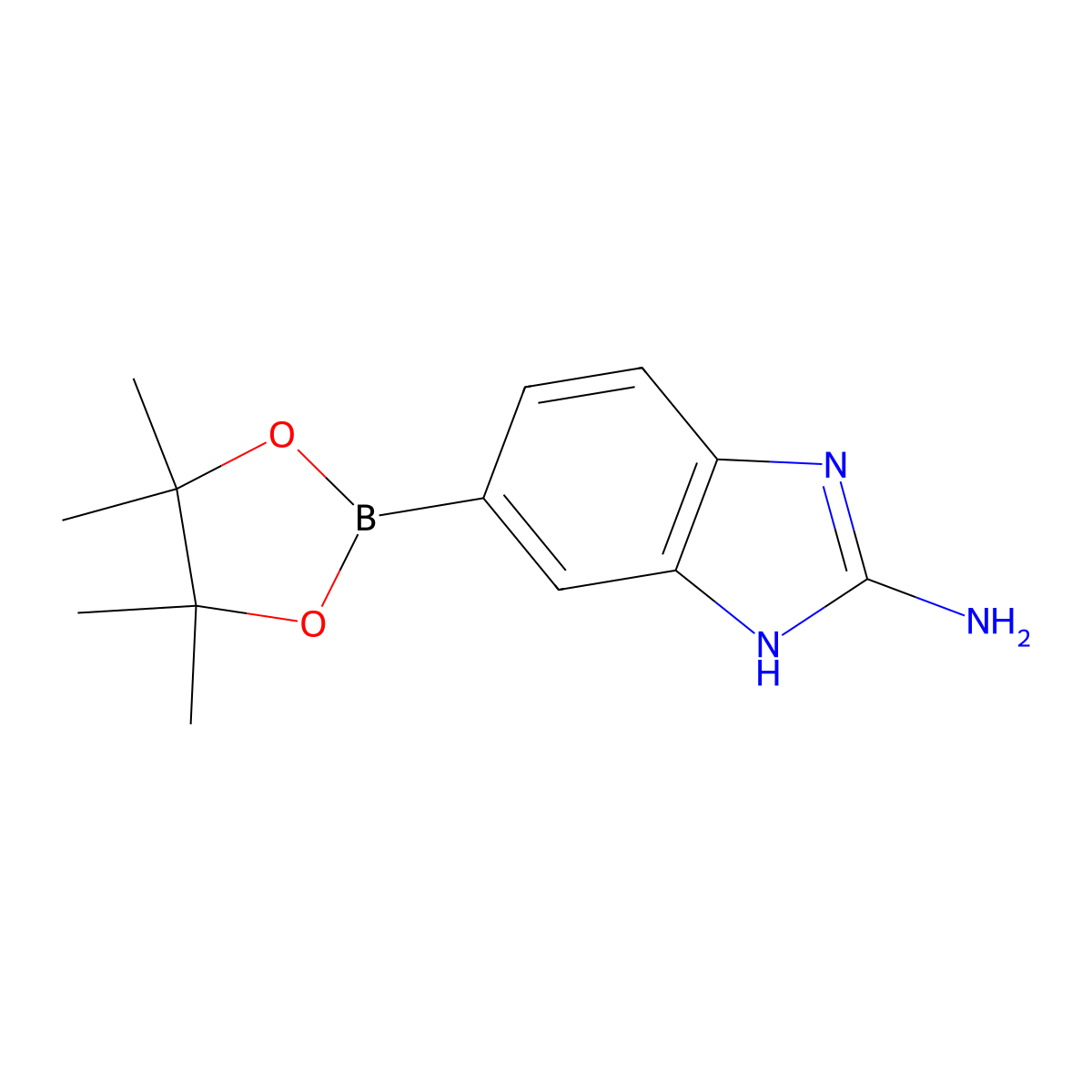 5-(4,4,5,5-tetramethyl-1,3,2-dioxaborolan-2-yl)-1H-benzo[d]imidazol-2-amine molecular structure, CAS 863328-18-1